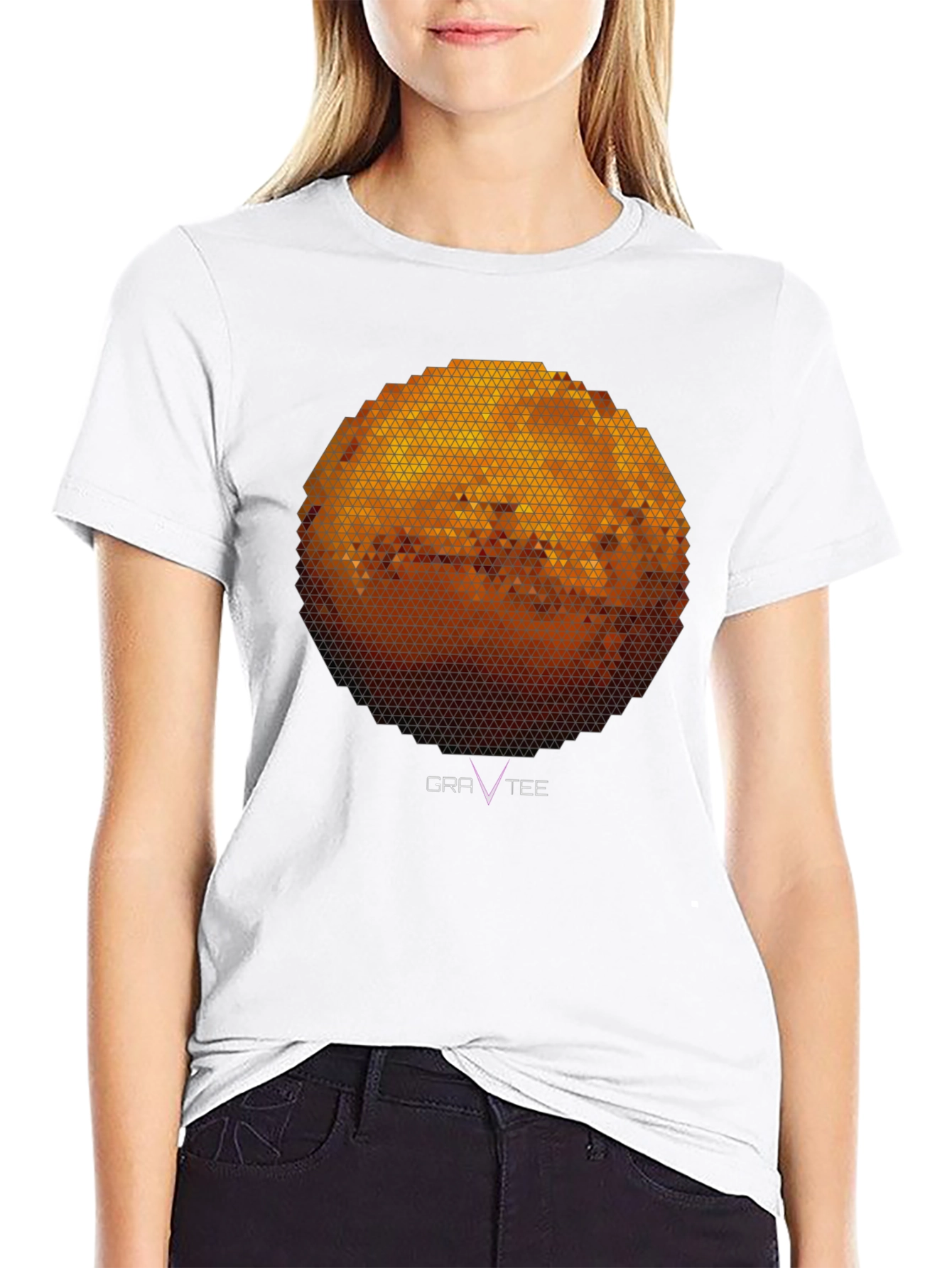 Geometric Planet Graphic Tee - Modern Black T-Shirt
