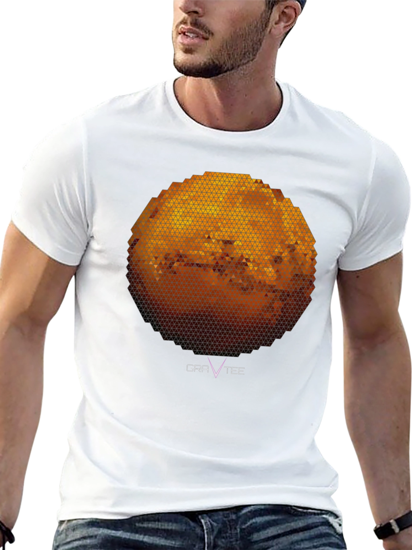 Geometric Planet Graphic Tee - Modern Black T-Shirt
