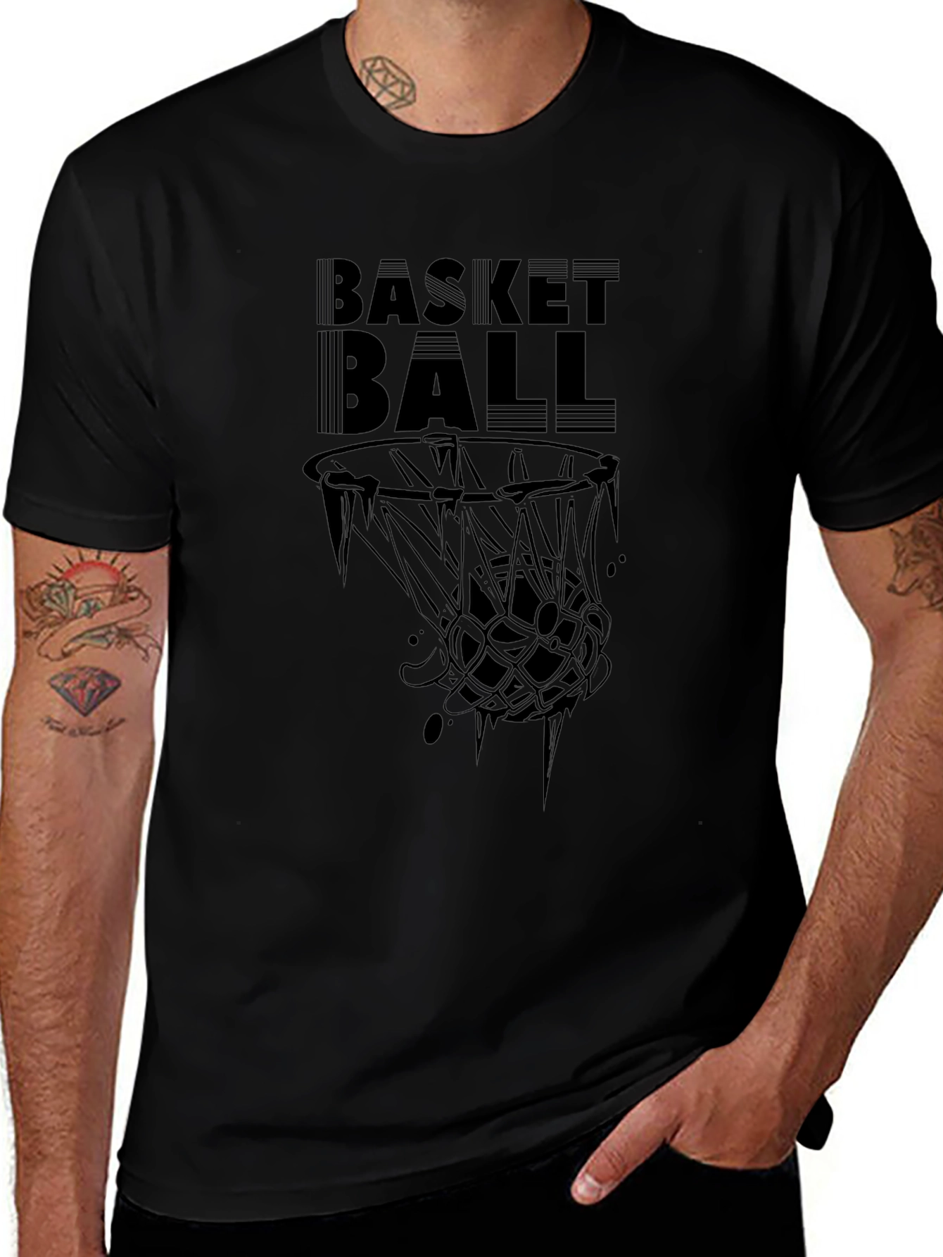 Mens Black Basketball Graphic Tee