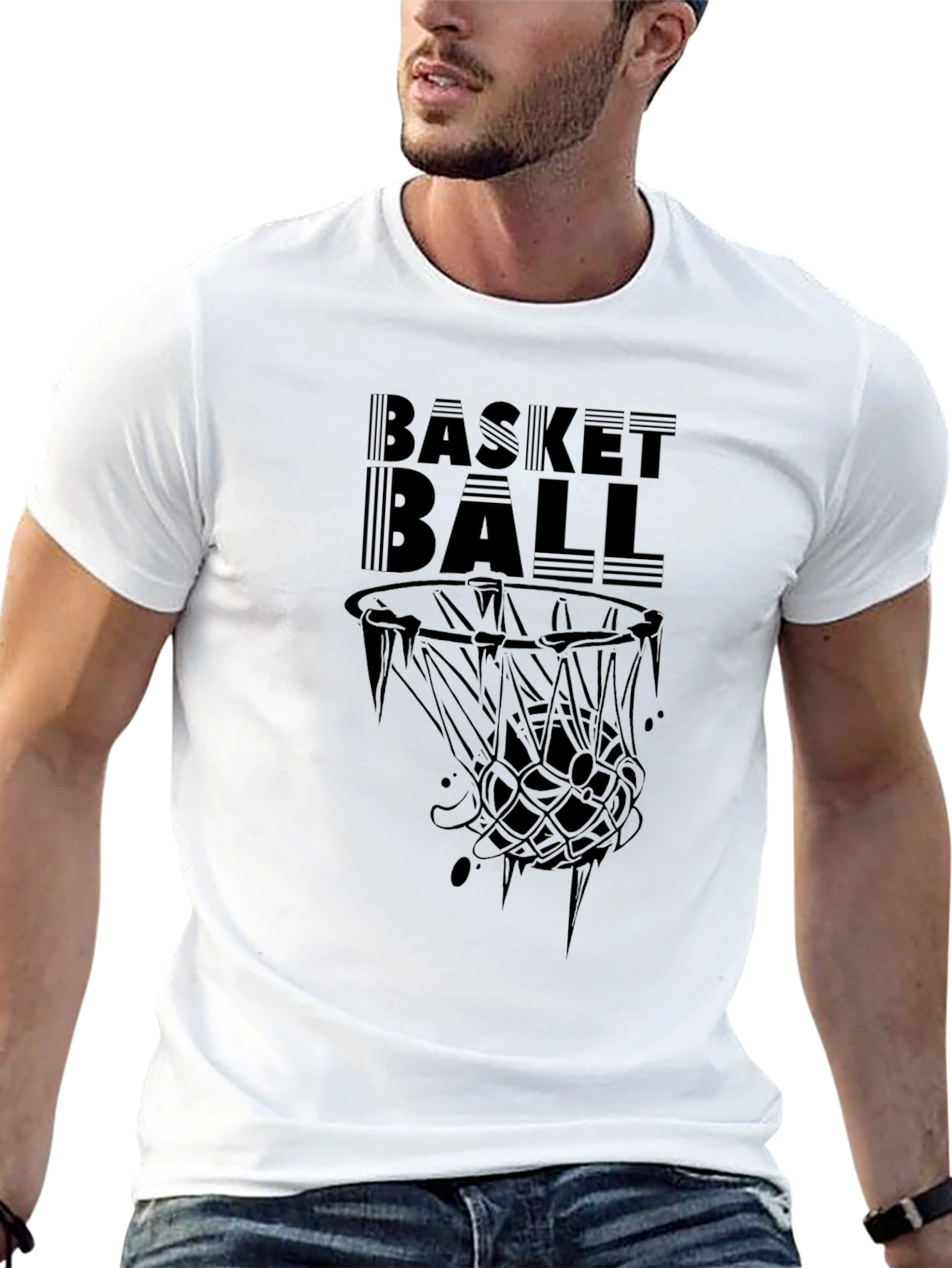 Mens Black Basketball Graphic Tee