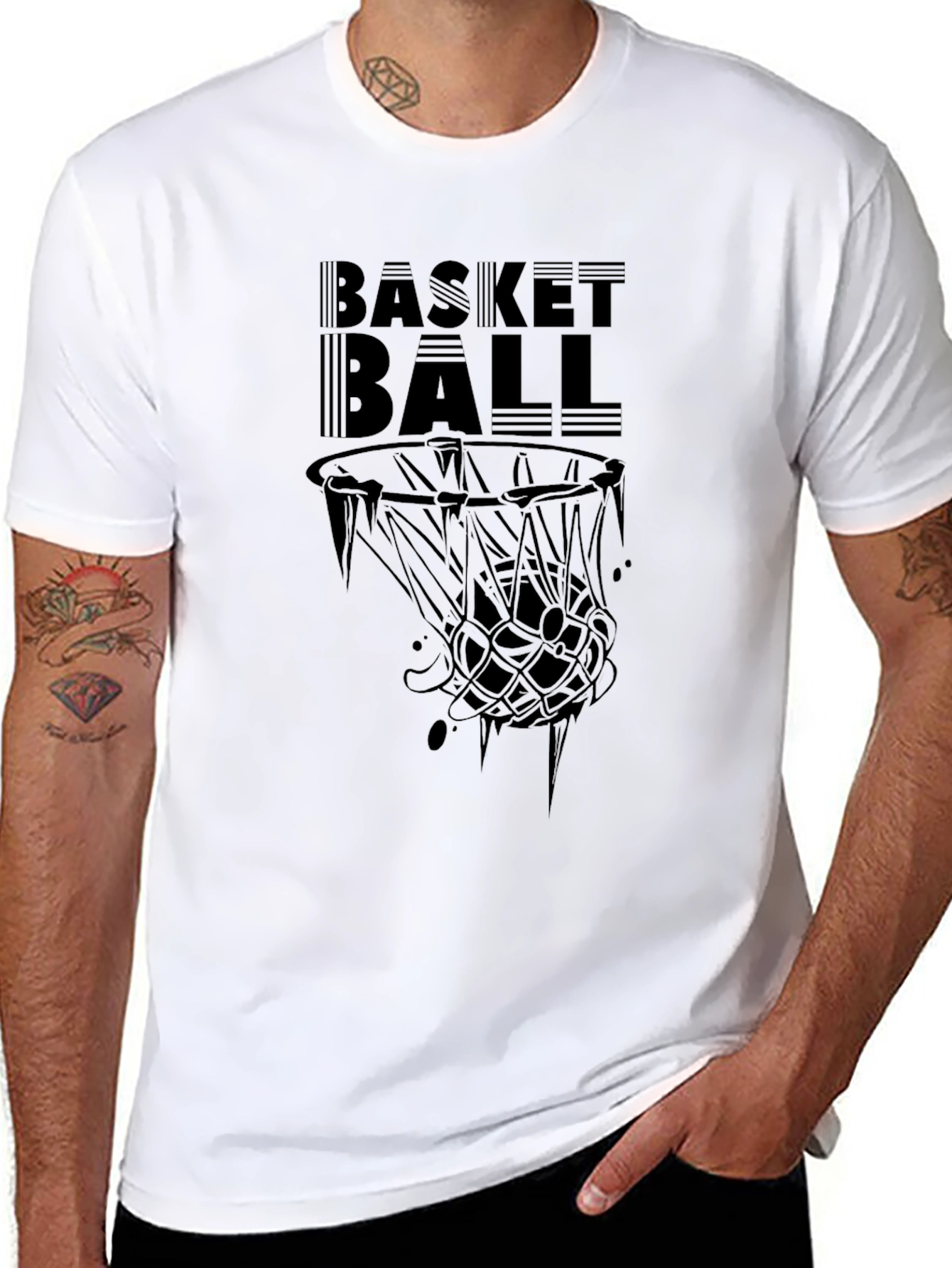 Mens Black Basketball Graphic Tee