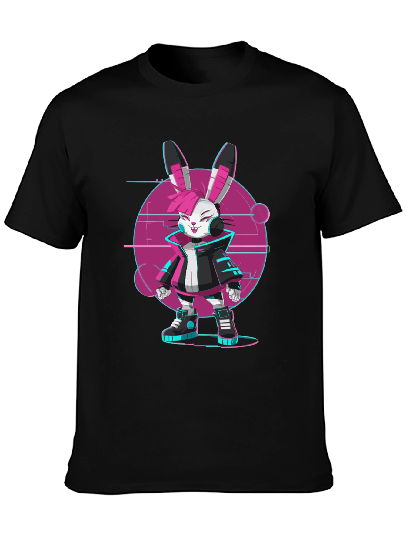 Cyberpunk Bunny T-Shirt - Edgy Streetwear Style
