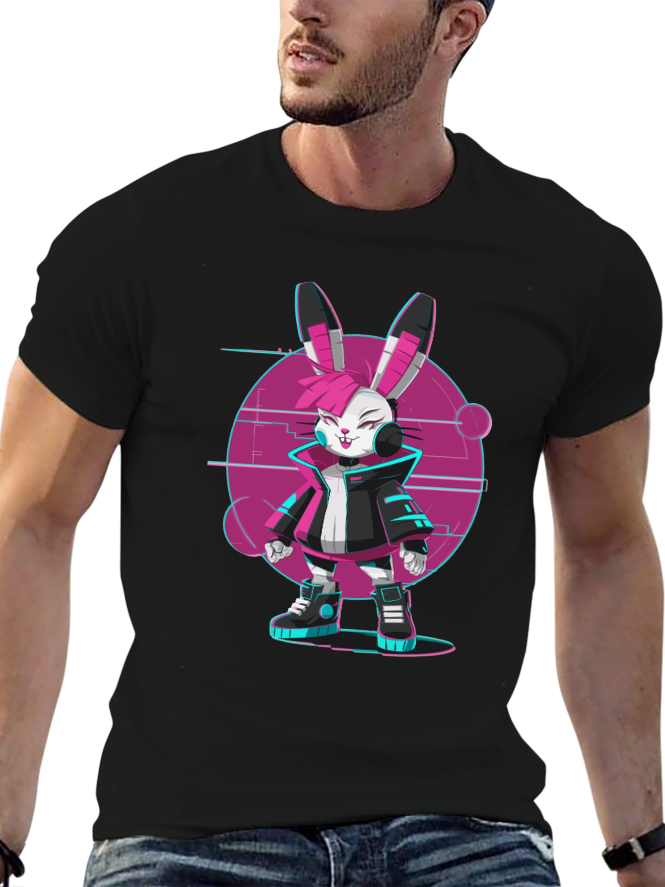 Cyberpunk Bunny T-Shirt - Edgy Streetwear Style