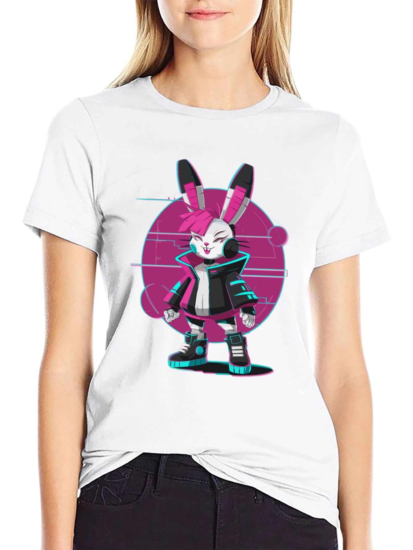 Cyberpunk Bunny T-Shirt - Edgy Streetwear Style