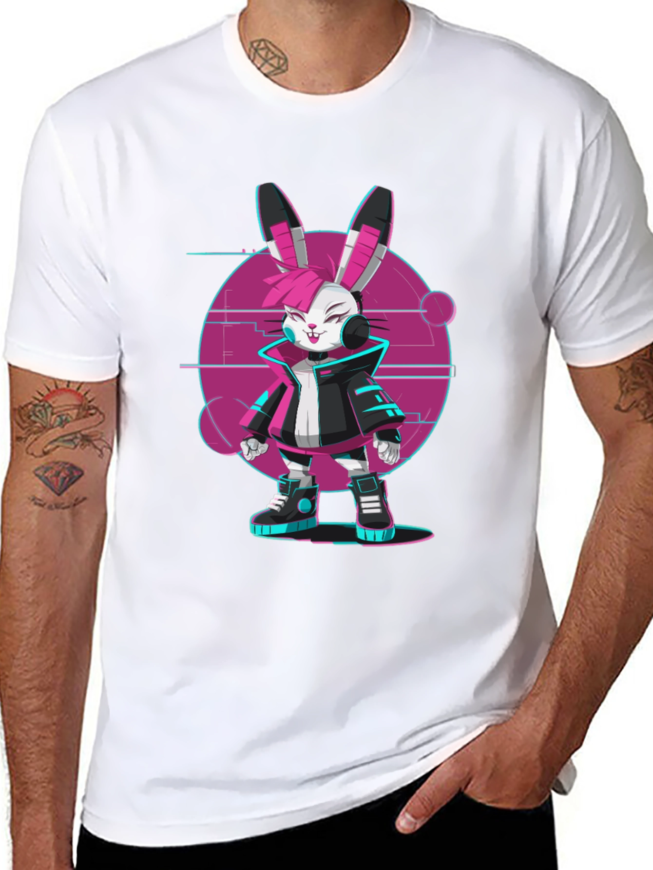 Cyberpunk Bunny T-Shirt - Edgy Streetwear Style