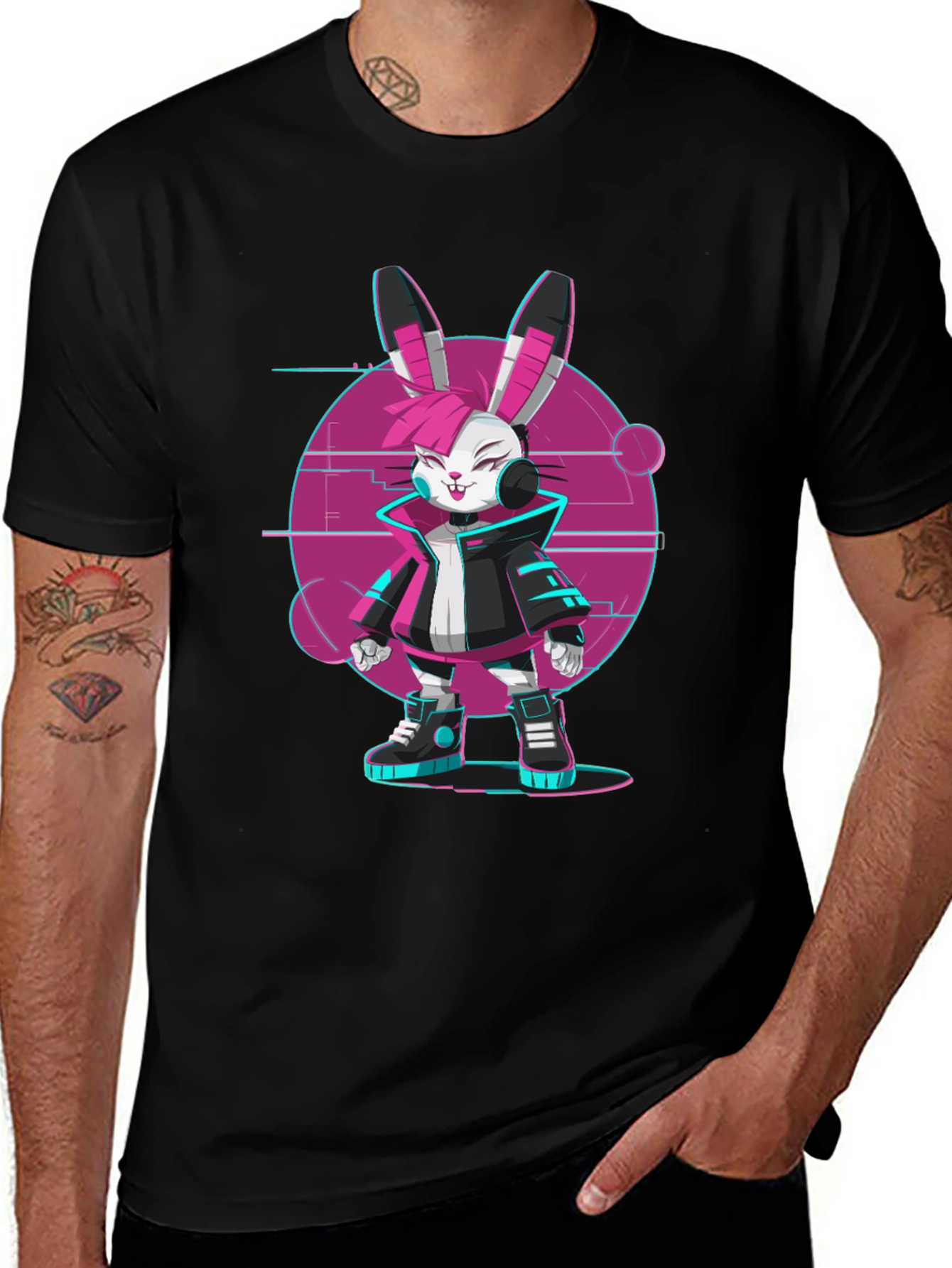 Cyberpunk Bunny T-Shirt - Edgy Streetwear Style