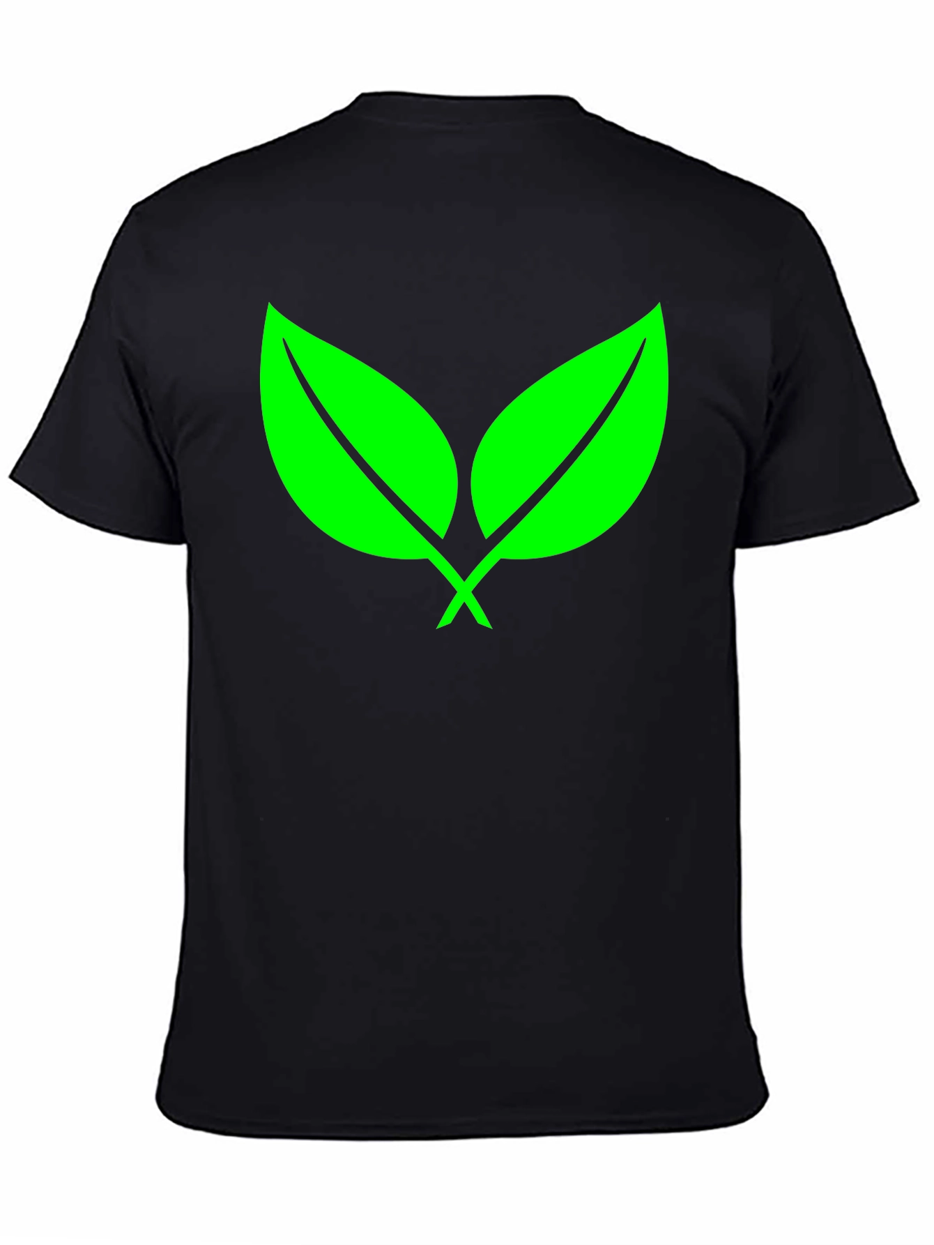 Eco-Friendly Green Leaf Black T-Shirt