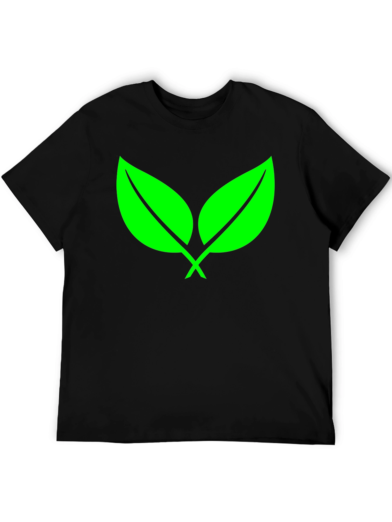 Eco-Friendly Green Leaf Black T-Shirt