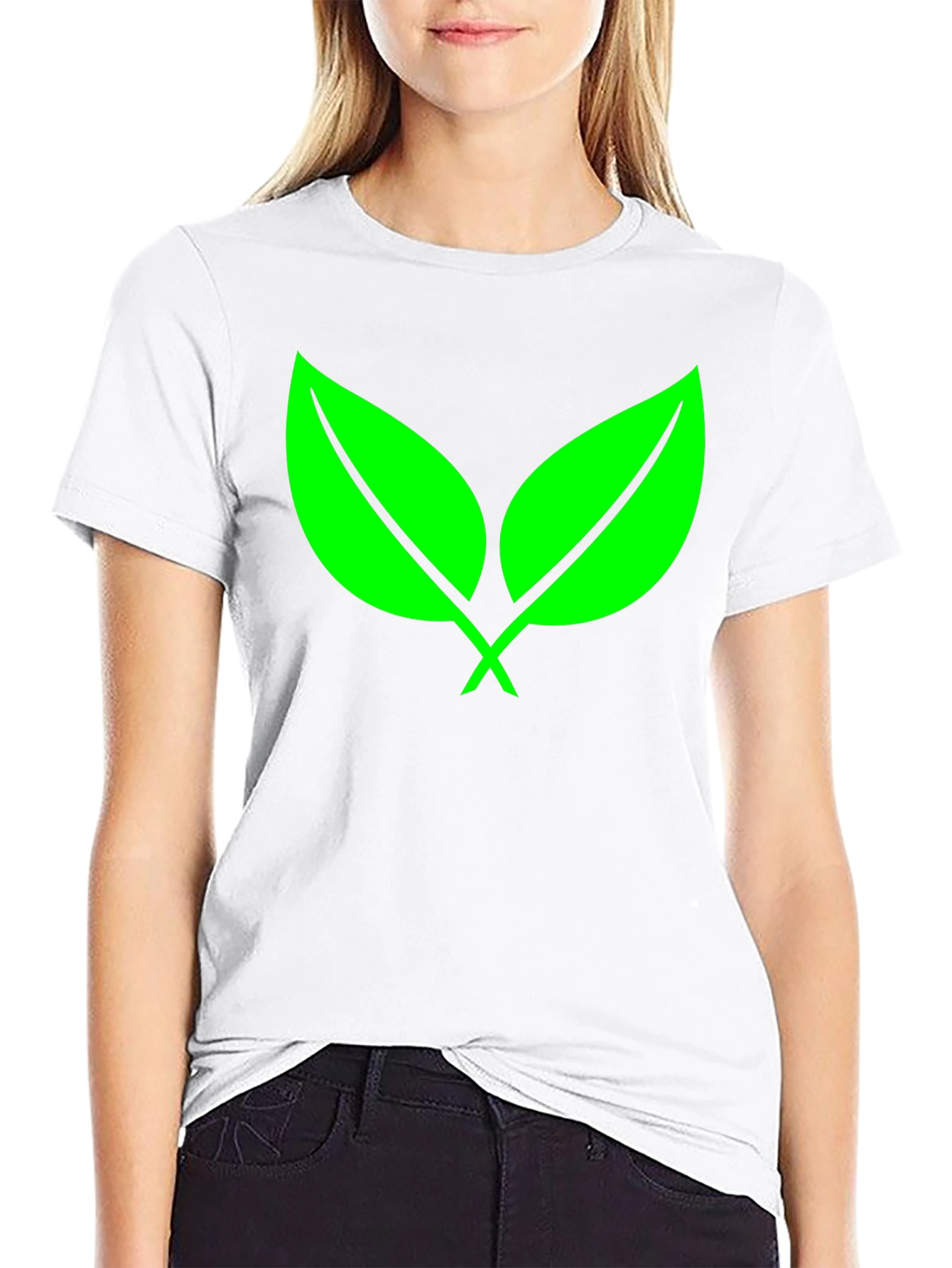 Eco-Friendly Green Leaf Black T-Shirt