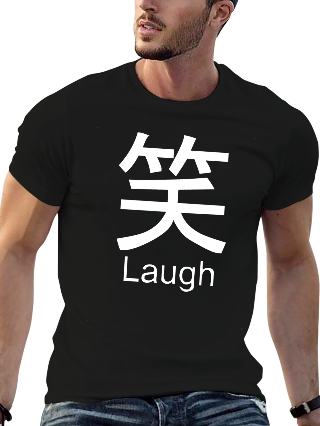 Laugh Graphic Tee - Black Cotton T-Shirt