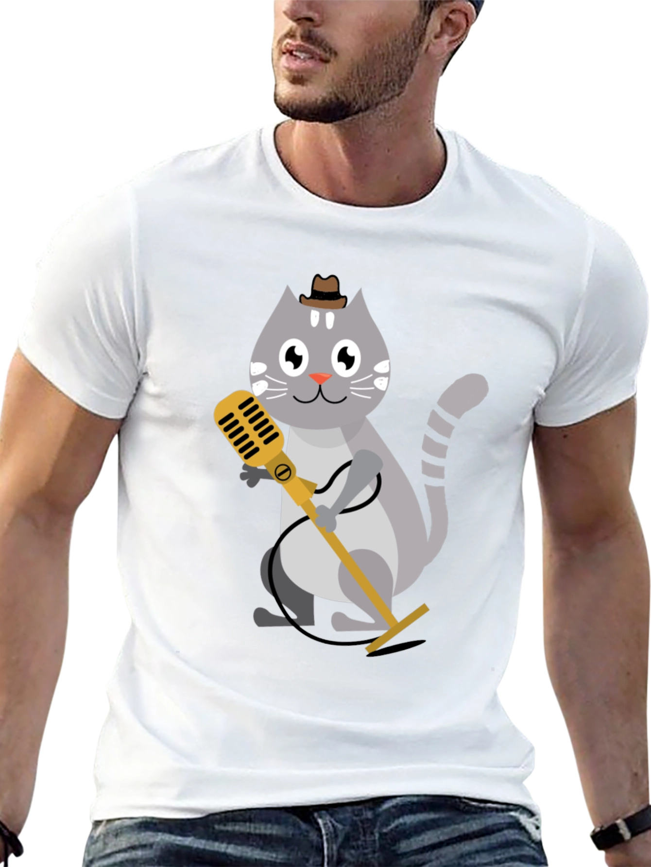 Cool Cat Singer T-Shirt - Black