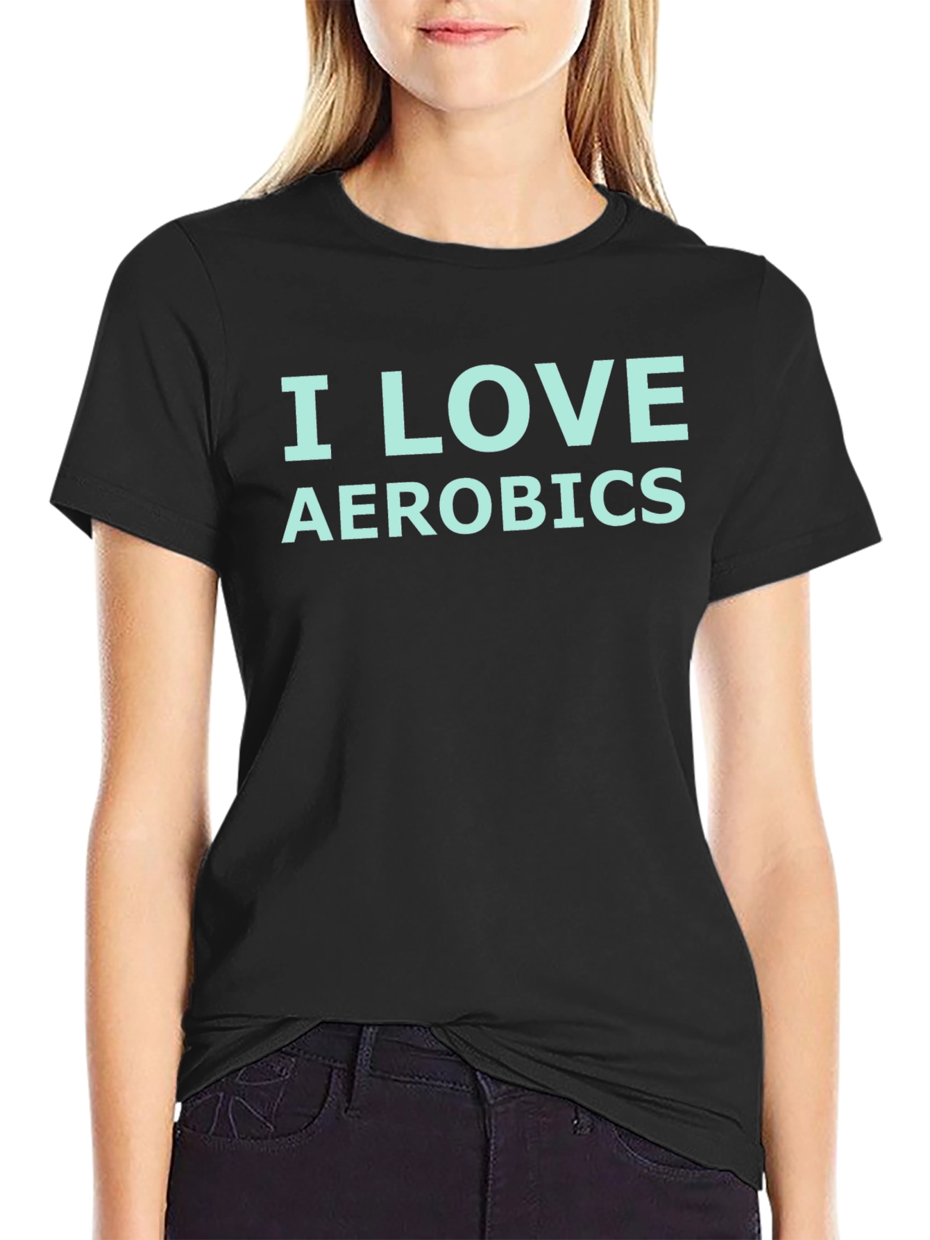 I Love Aerobics Graphic T-Shirt - Black