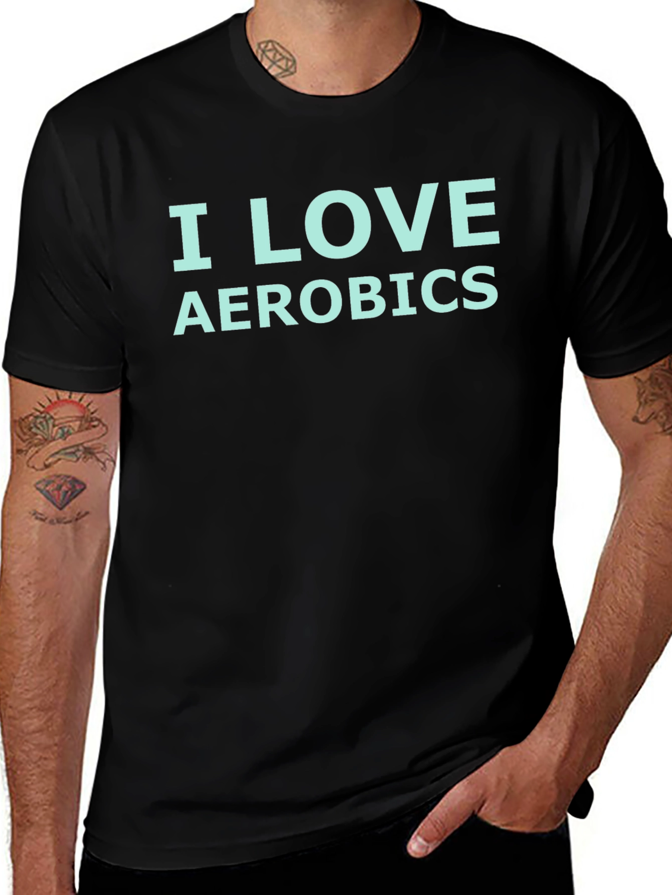 I Love Aerobics Graphic T-Shirt - Black