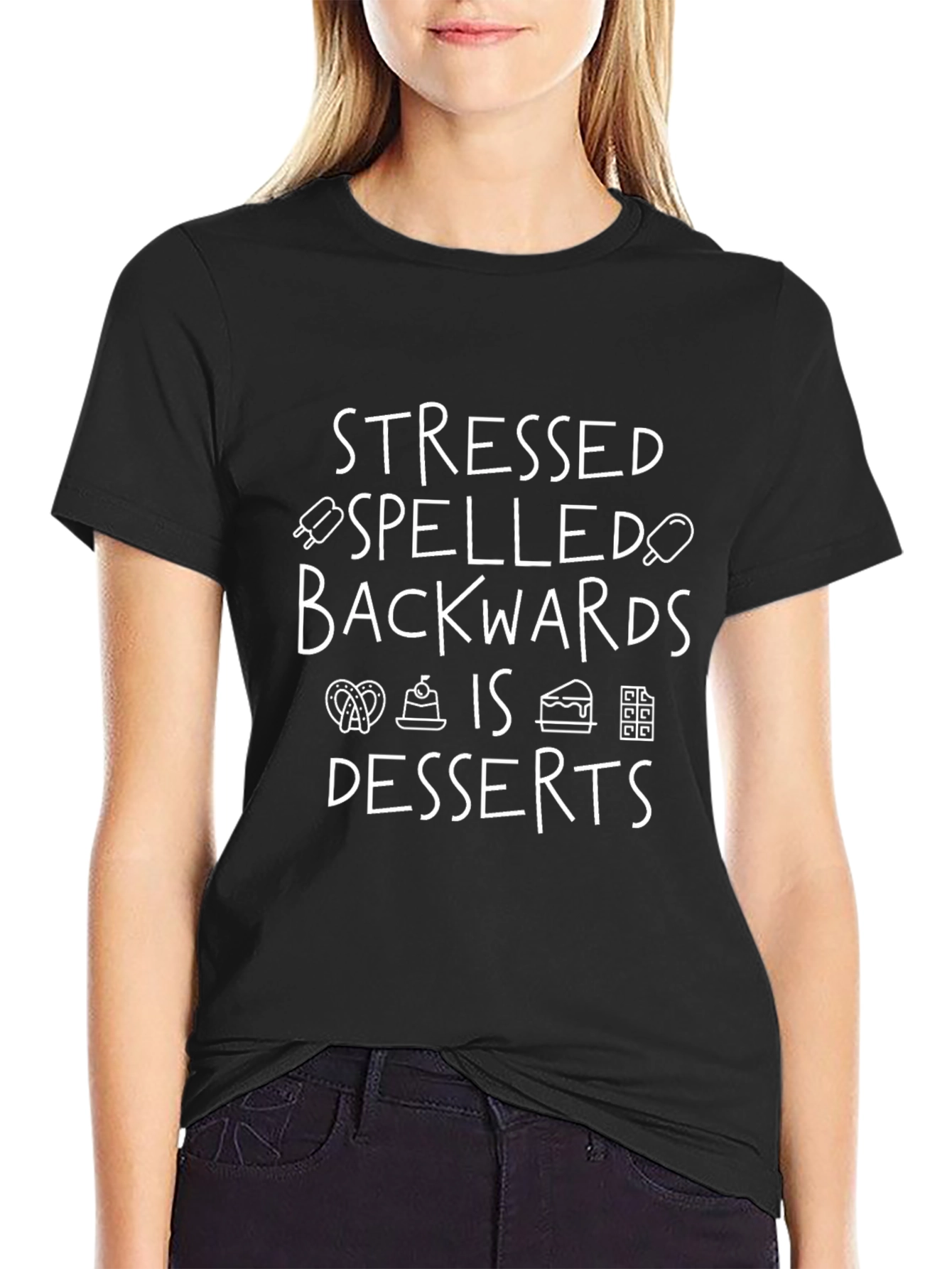 Stressed Spelled Backwards Funny Dessert Lovers T-Shirt