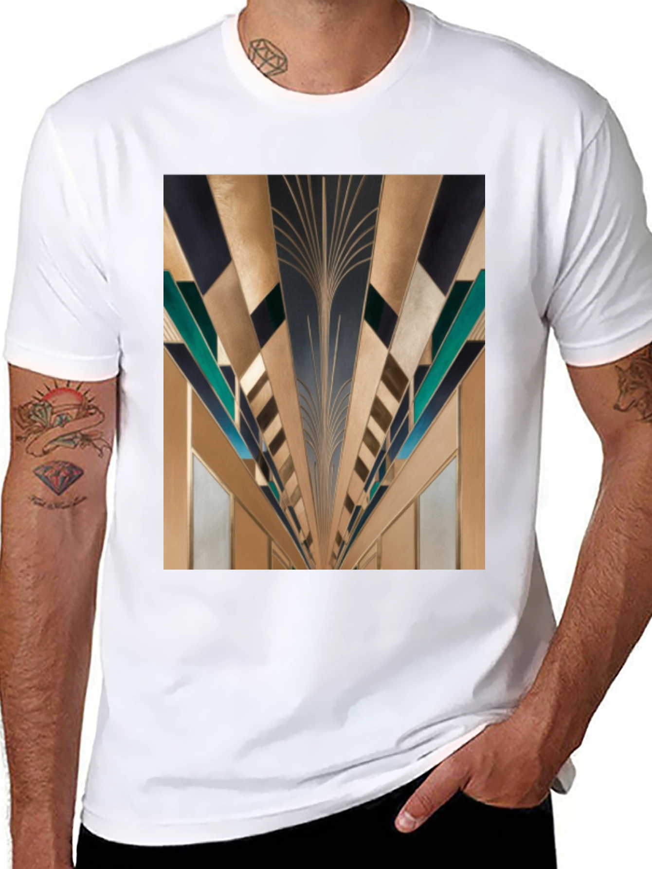Geometric Art Deco Style Graphic Tee