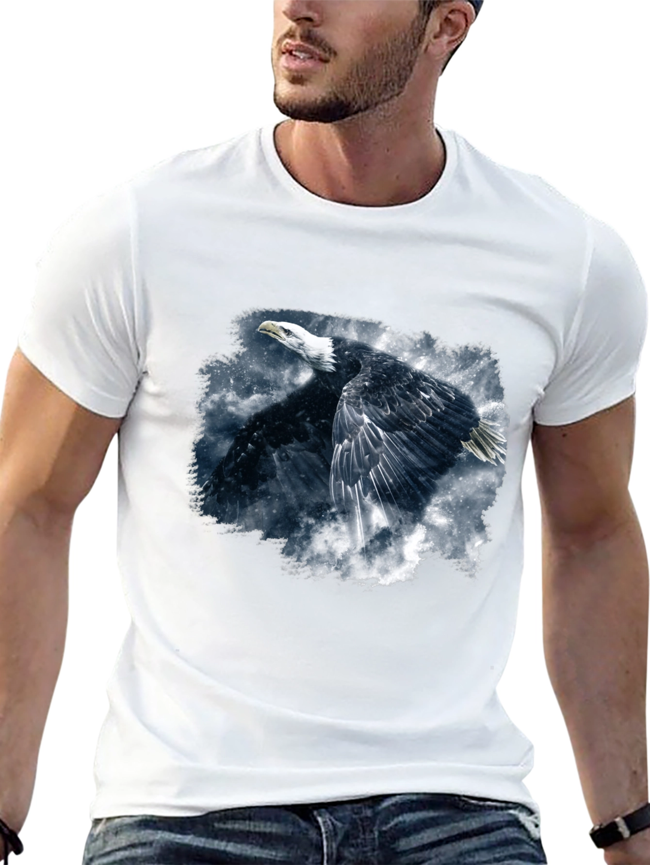 Eagle Graphic Print Black T-Shirt