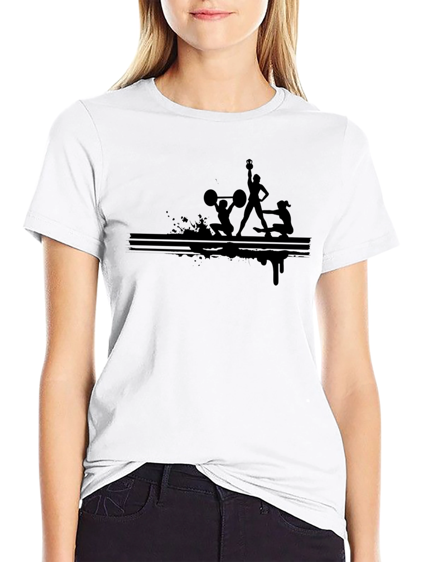 Mens Black Graphic Tee - Weightlifting Design
