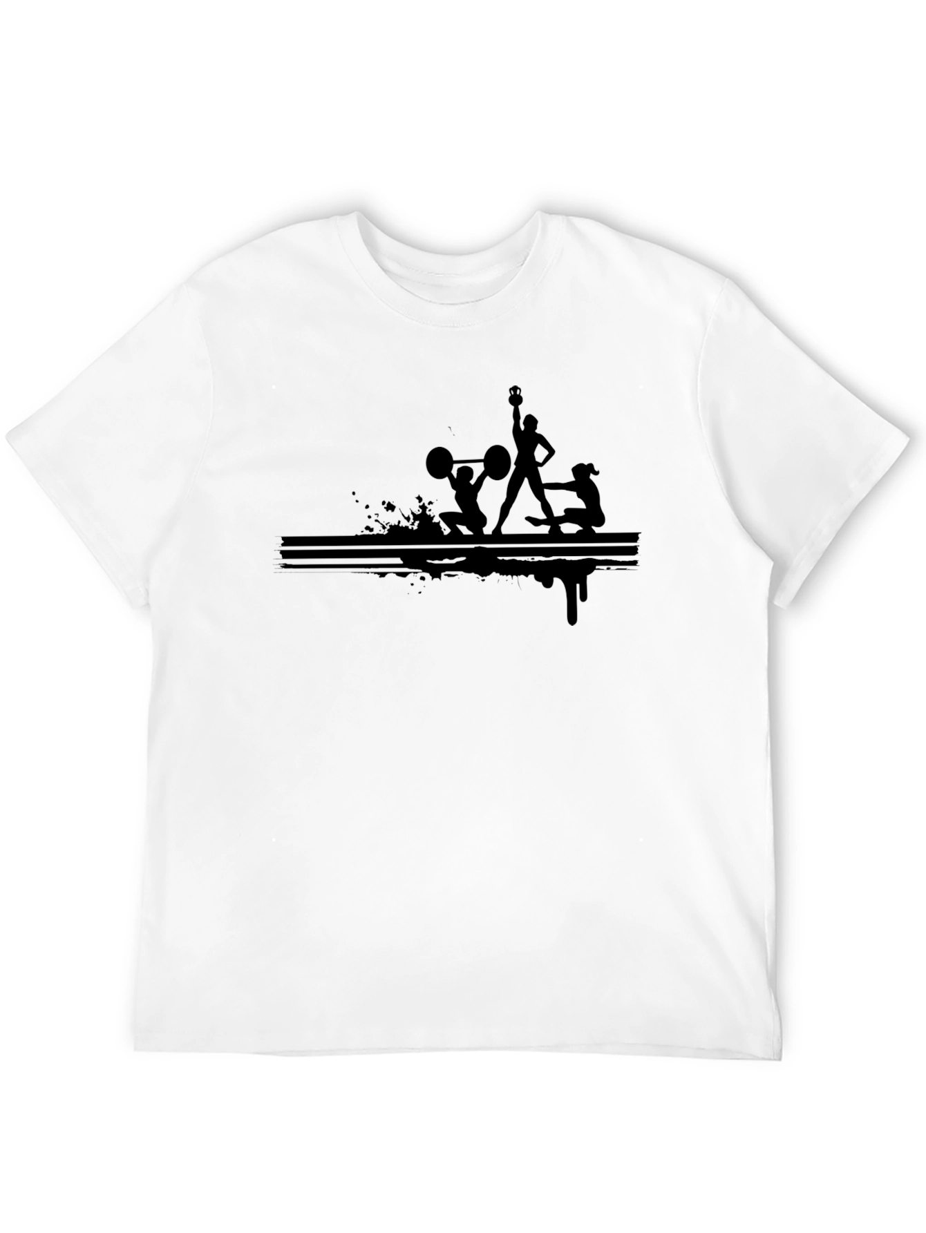 Mens Black Graphic Tee - Weightlifting Design