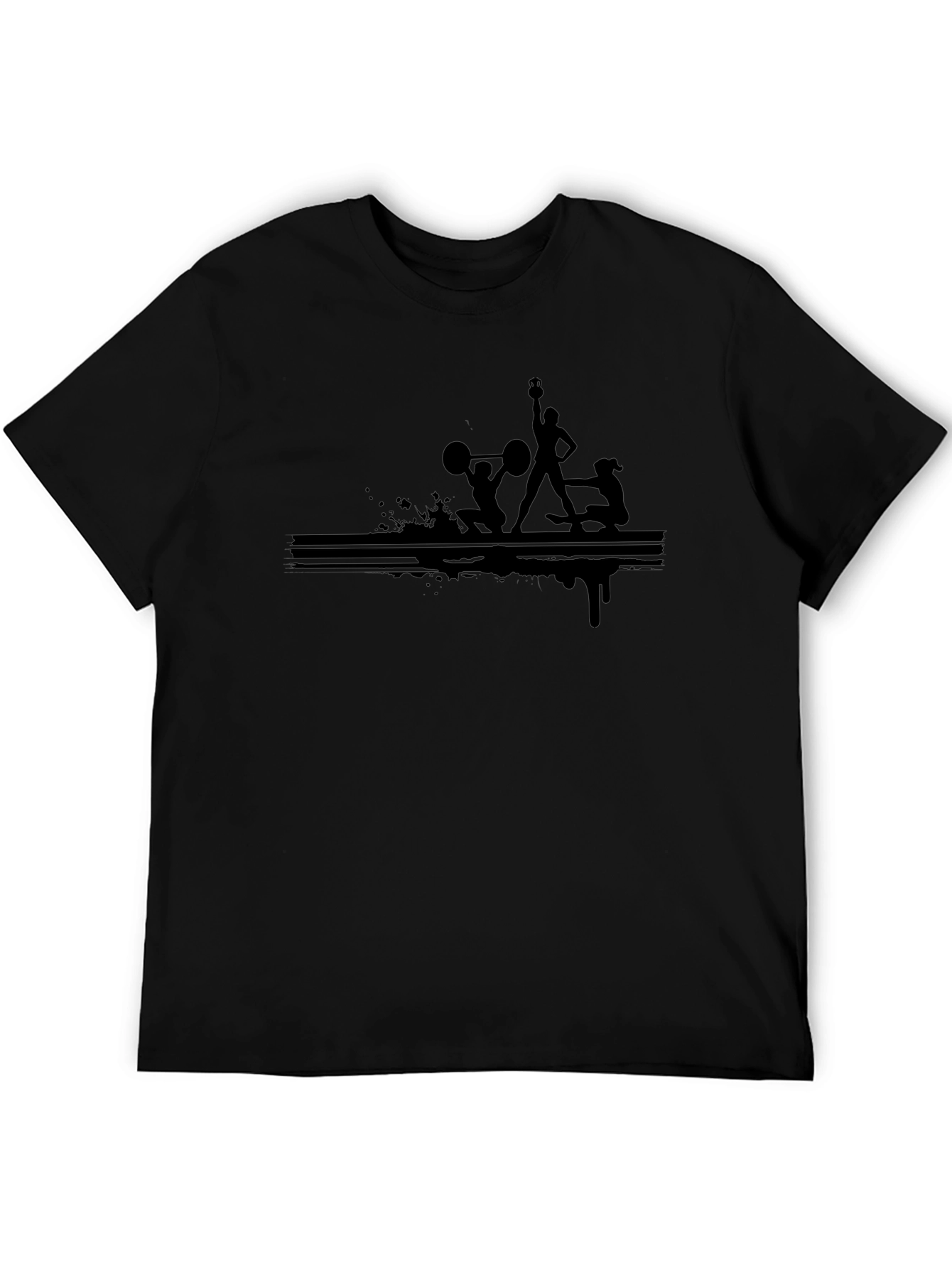 Mens Black Graphic Tee - Weightlifting Design