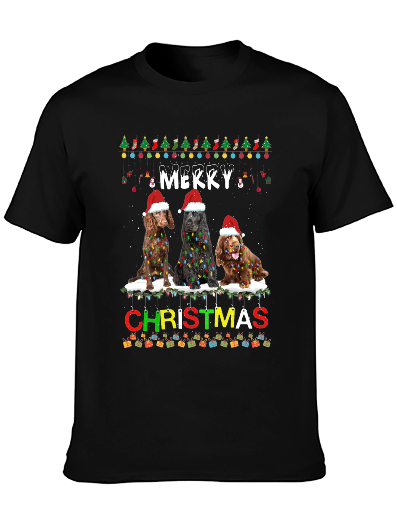 Merry Christmas Dogs Graphic T-Shirt