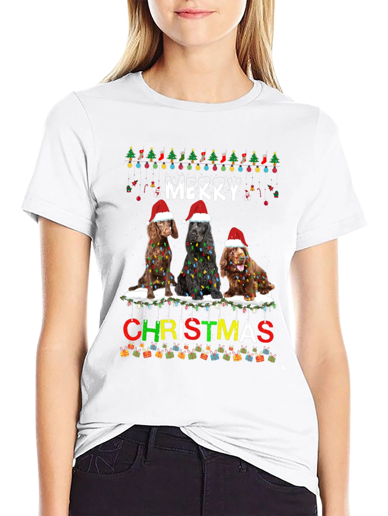 Merry Christmas Dogs Graphic T-Shirt