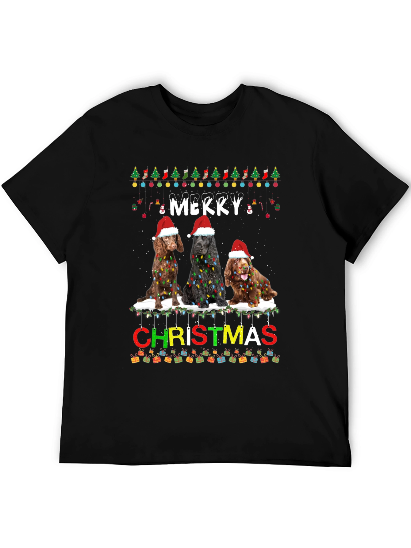 Merry Christmas Dogs Graphic T-Shirt