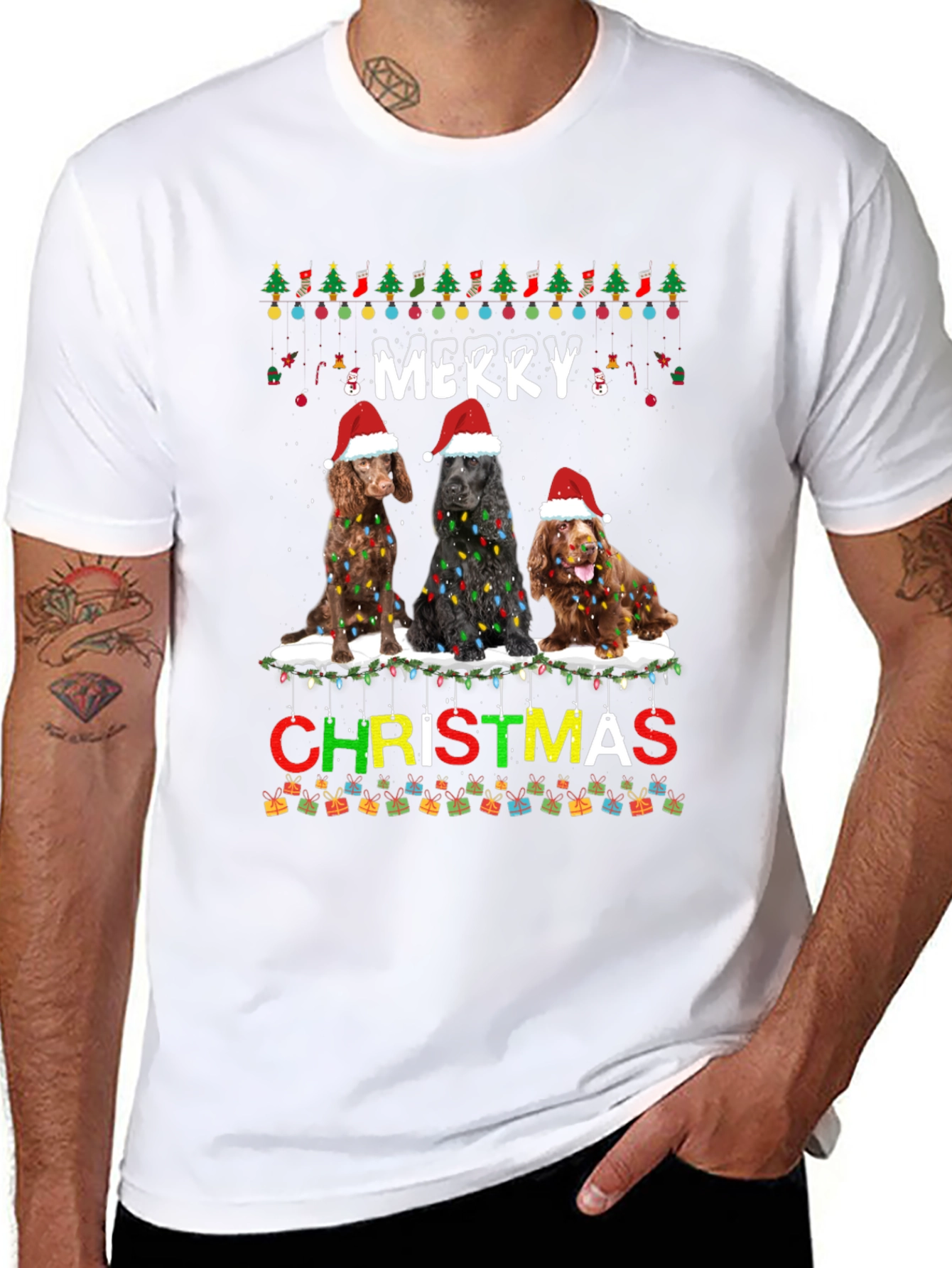 Merry Christmas Dogs Graphic T-Shirt