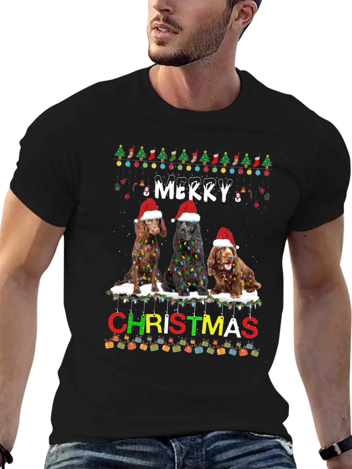 Merry Christmas Dogs Graphic T-Shirt