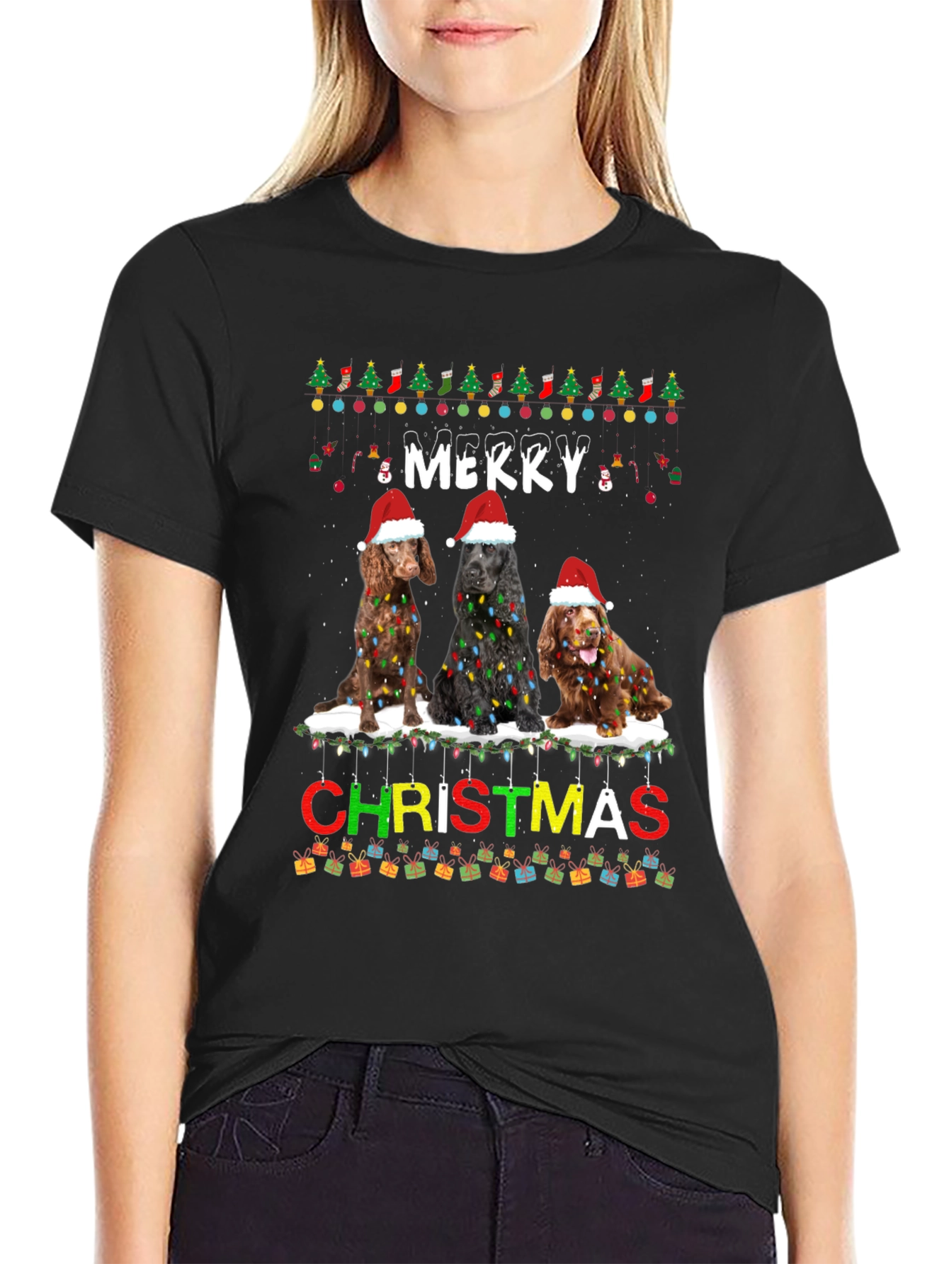 Merry Christmas Dogs Graphic T-Shirt