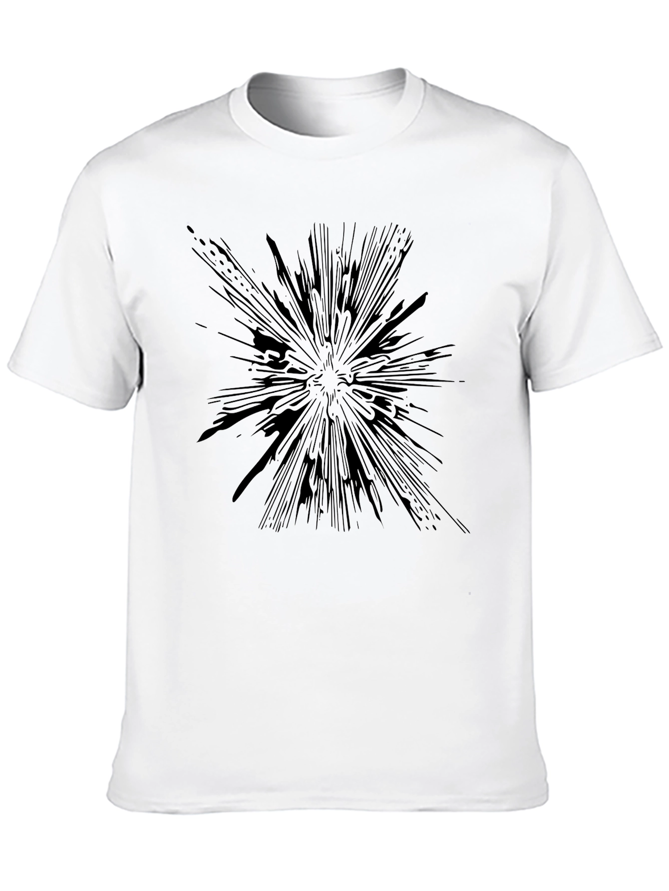 Abstract Burst Graphic Tee - Black Cotton Blend Shirt