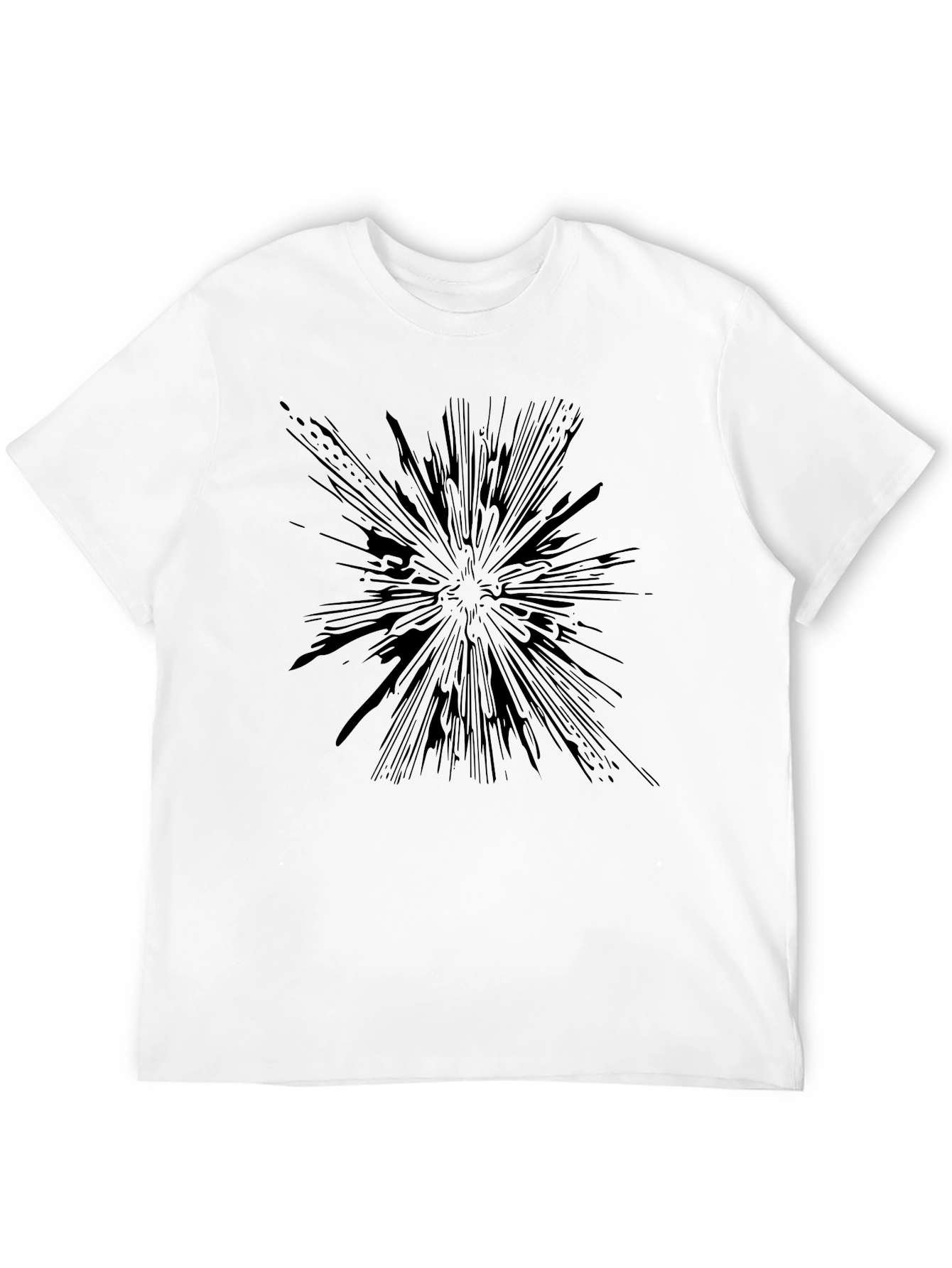 Abstract Burst Graphic Tee - Black Cotton Blend Shirt