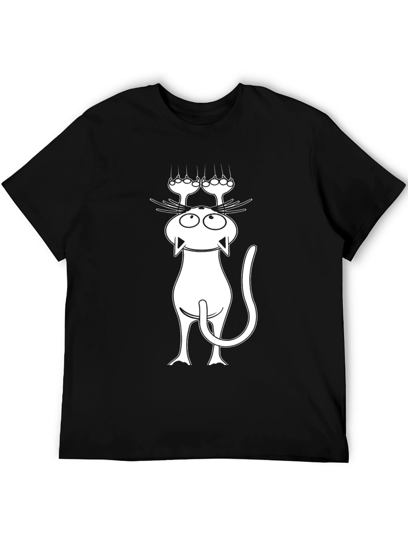 Funny Cat Scratching T-Shirt - Black
