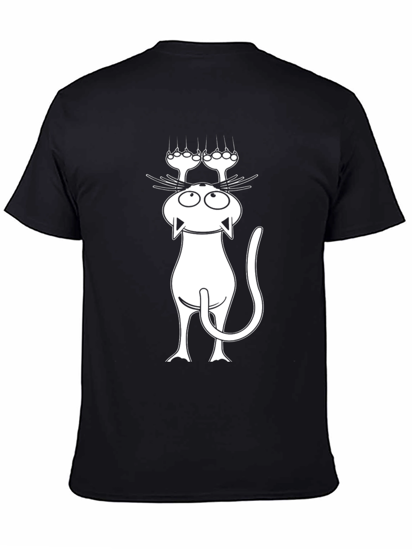 Funny Cat Scratching T-Shirt - Black