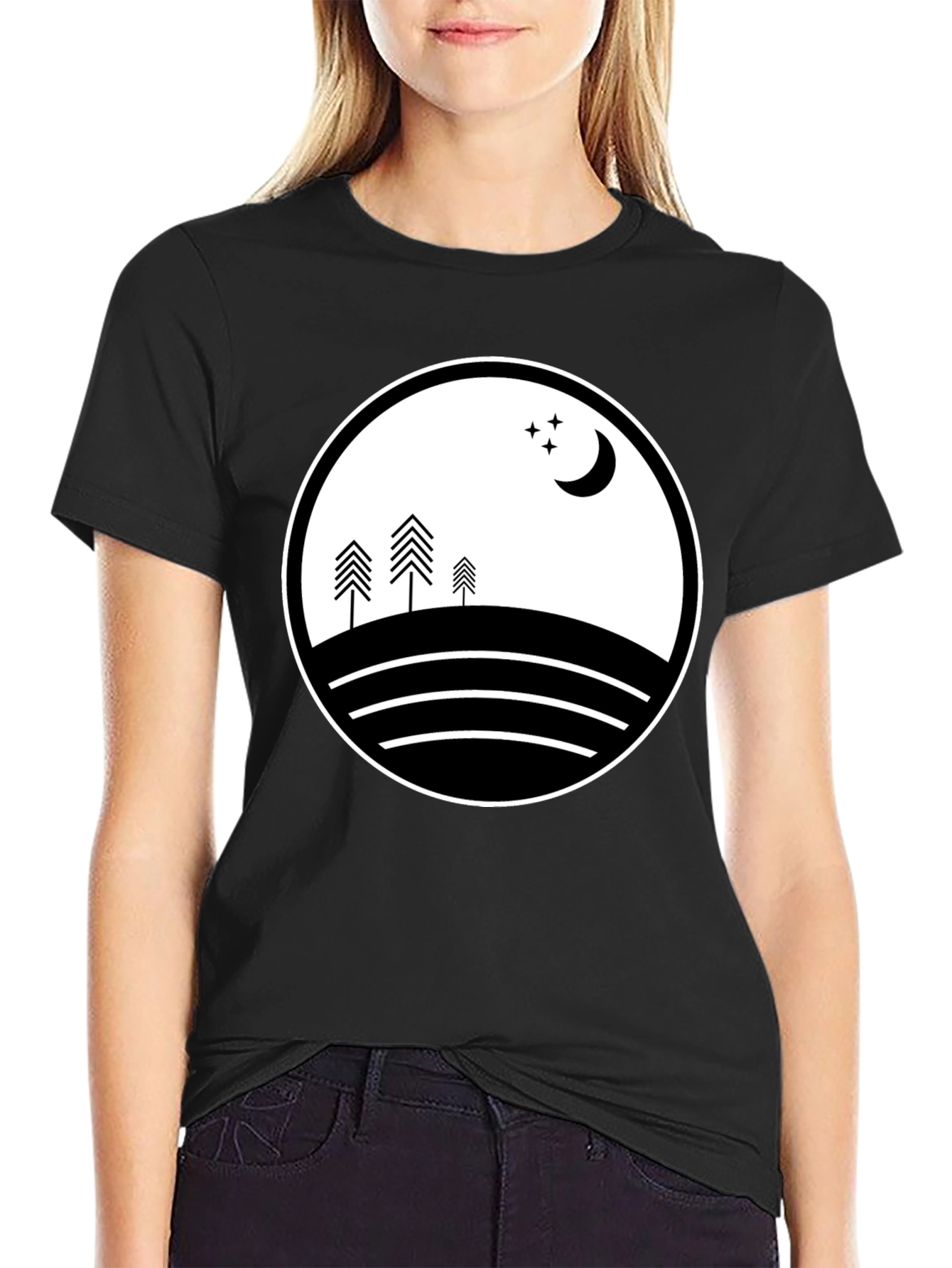Nature Scene Black Graphic Tee