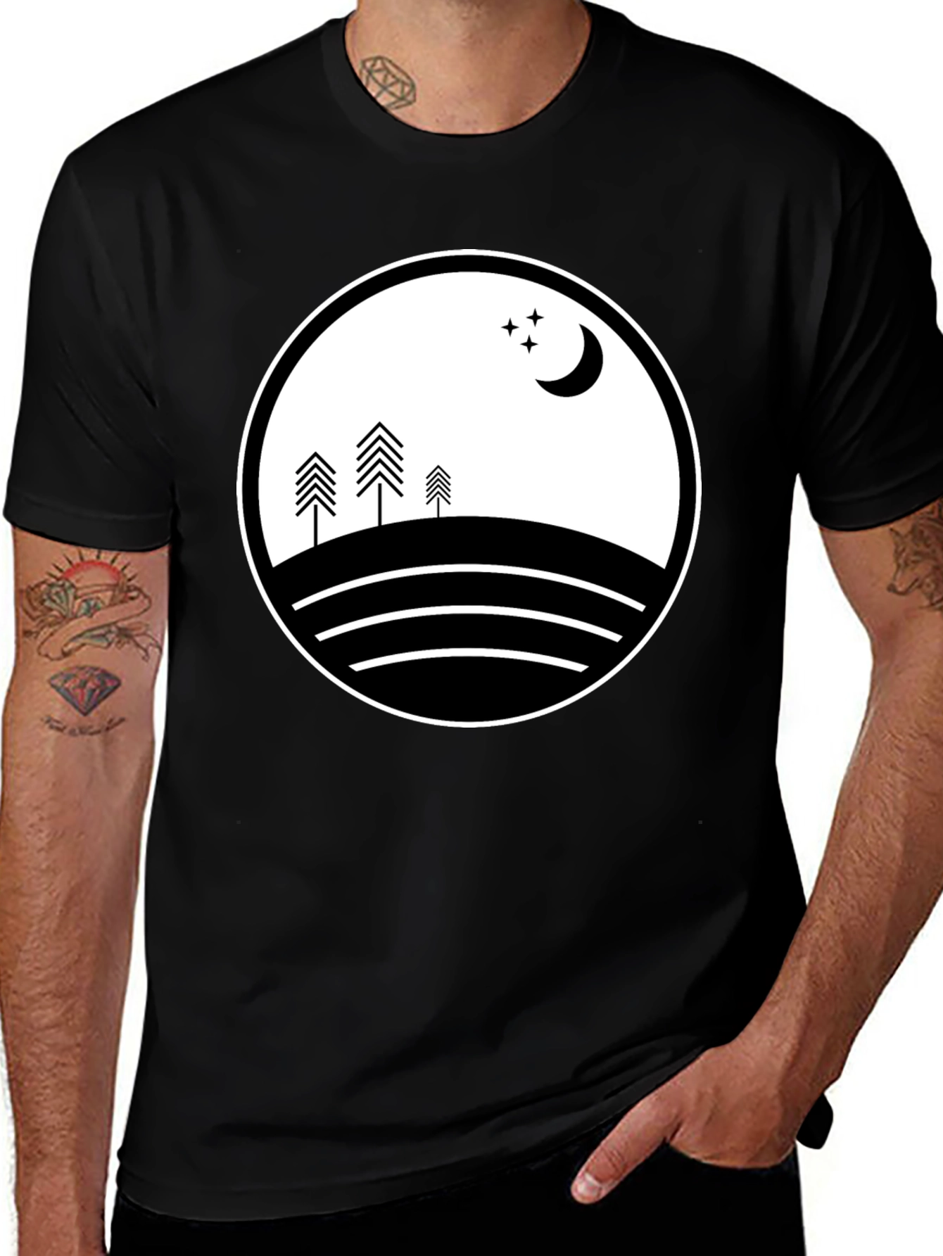 Nature Scene Black Graphic Tee