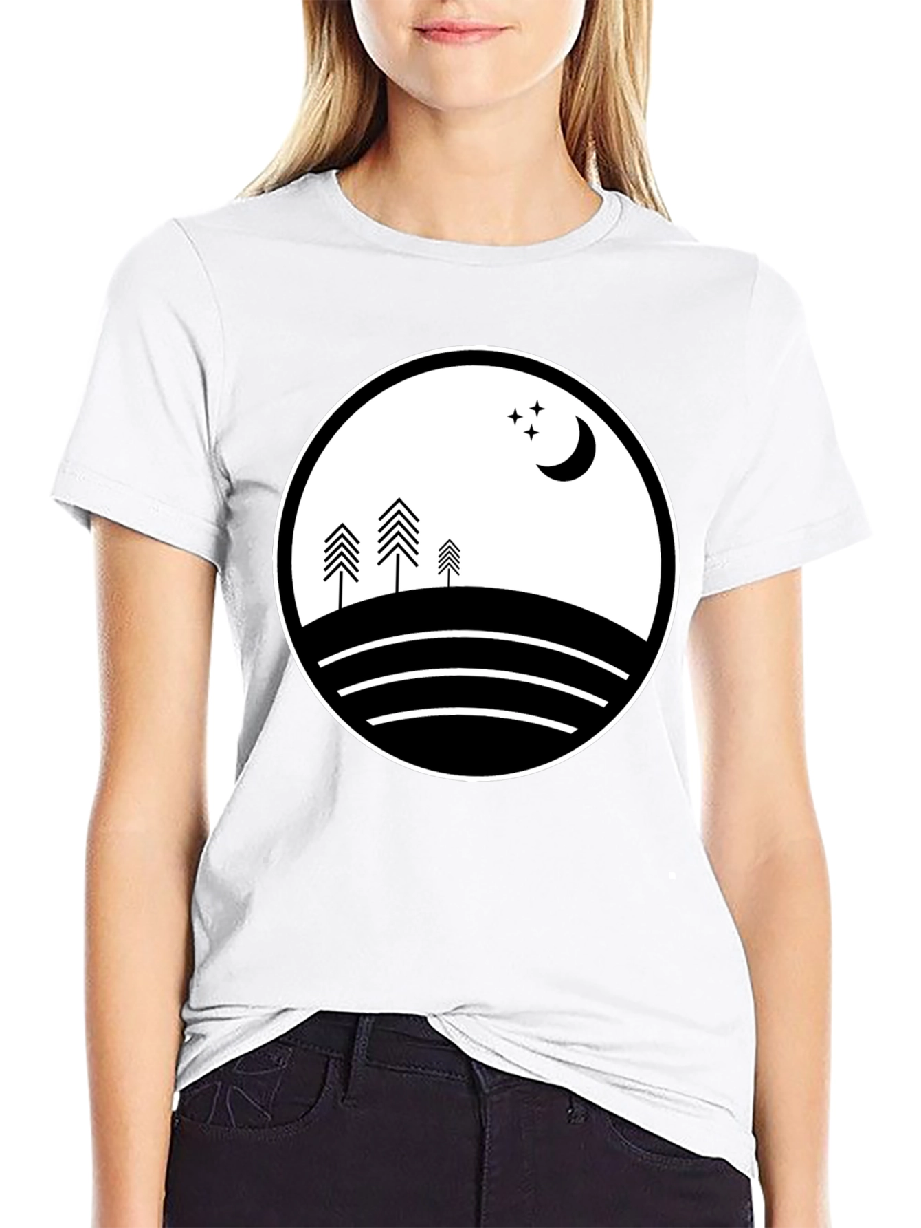Nature Scene Black Graphic Tee