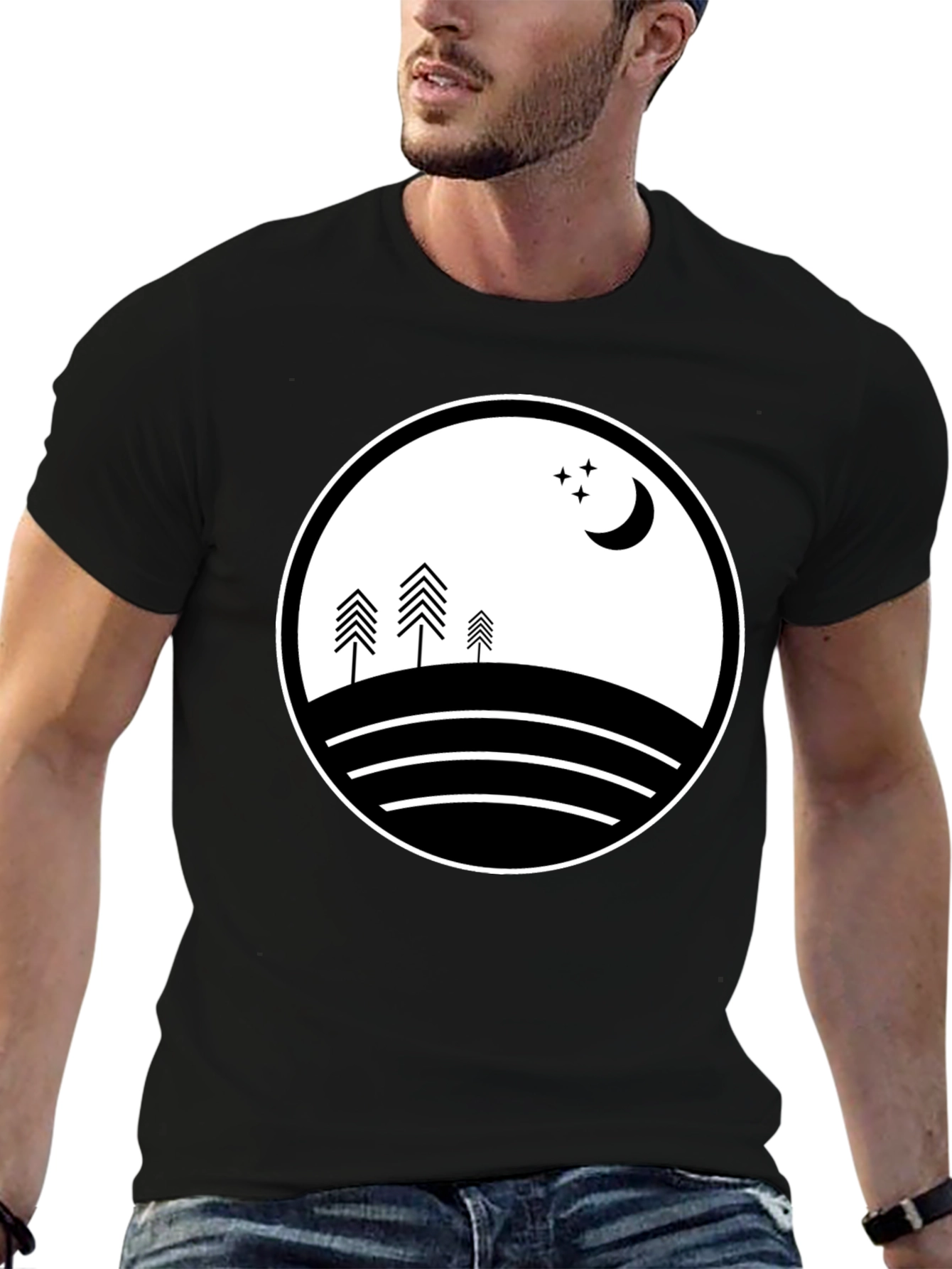 Nature Scene Black Graphic Tee