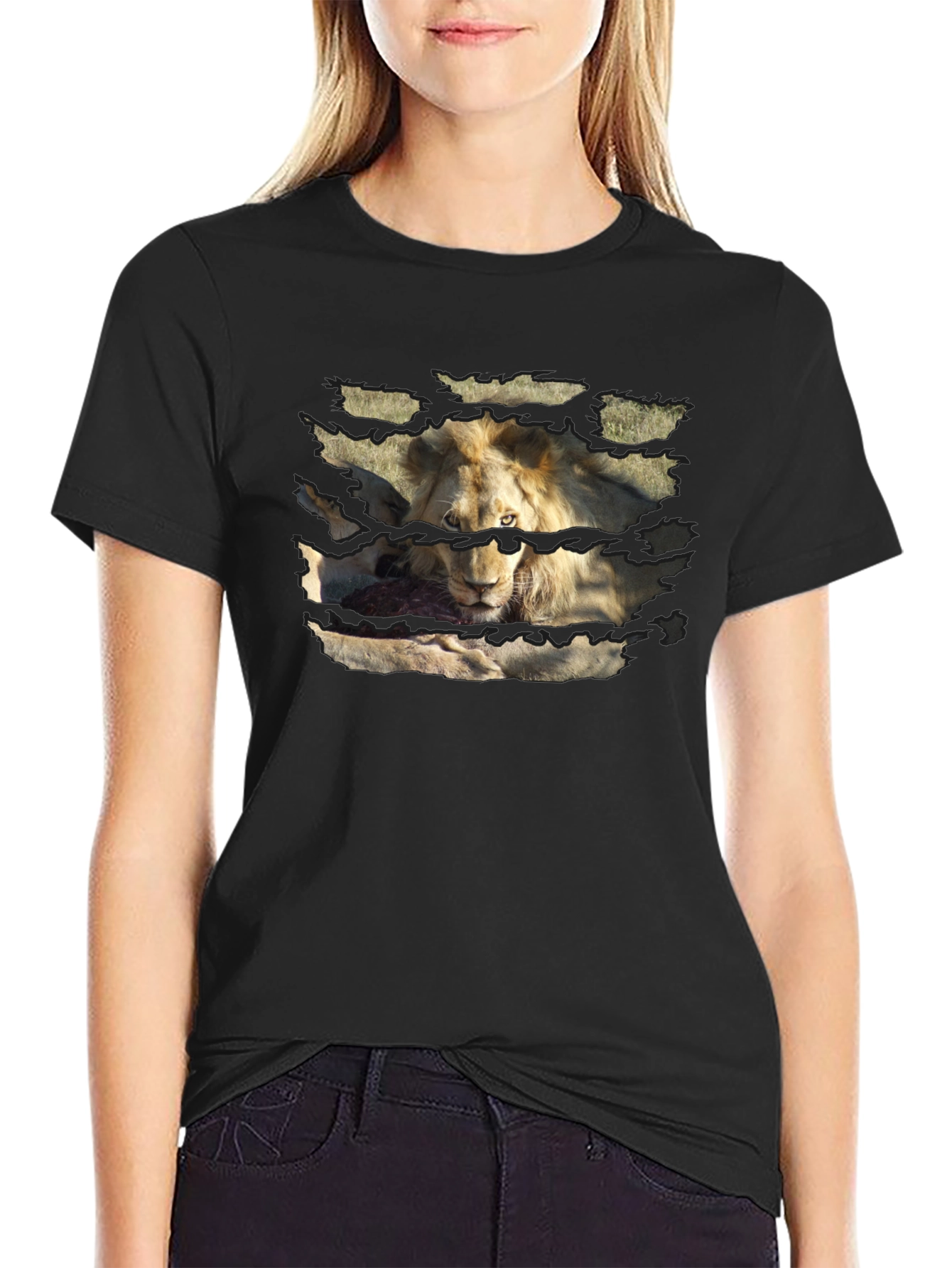 Lion King T-Shirt - Ripped Graphic Tee