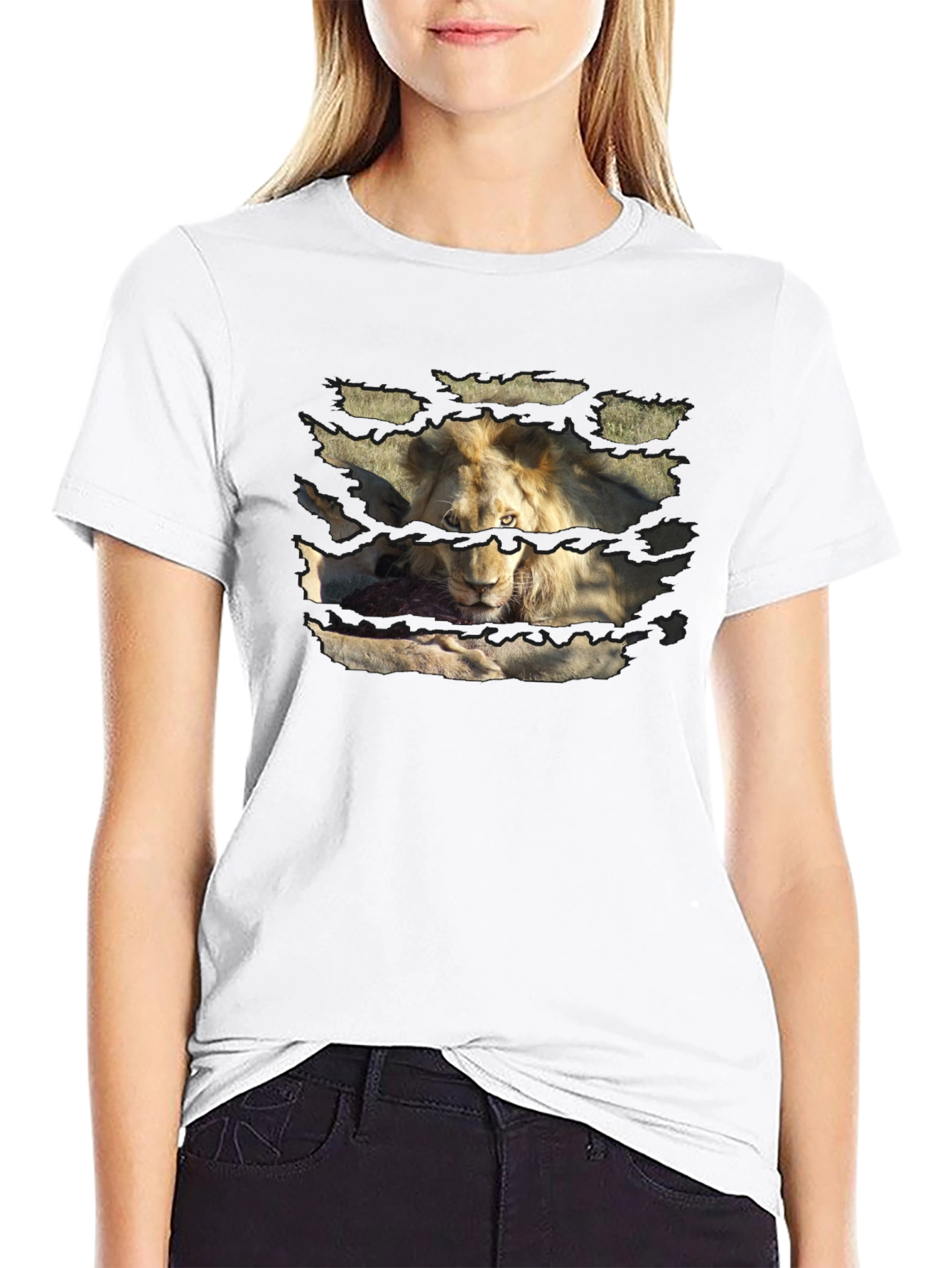 Lion King T-Shirt - Ripped Graphic Tee