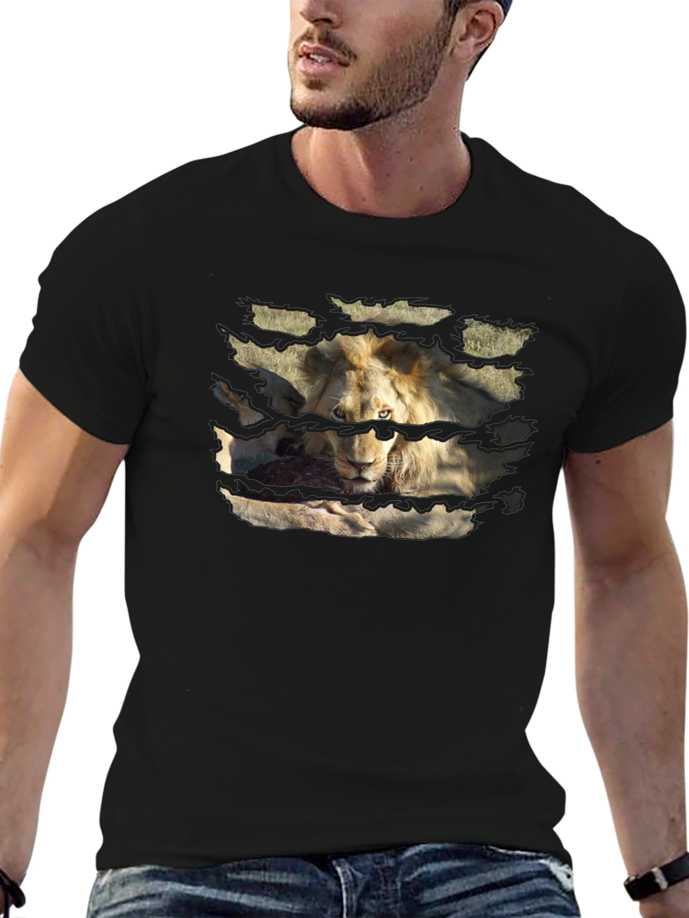 Lion King T-Shirt - Ripped Graphic Tee