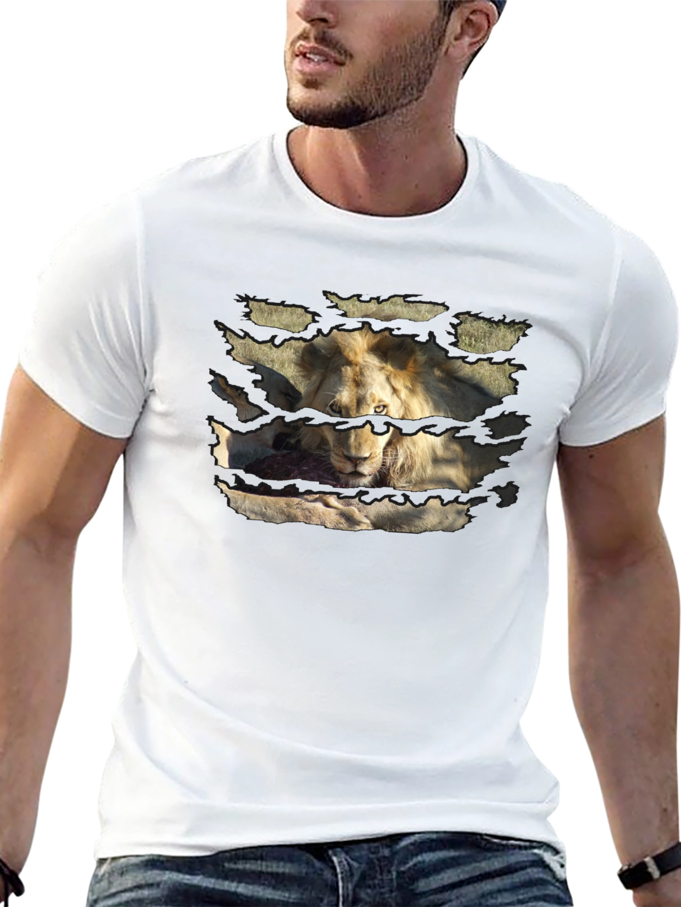 Lion King T-Shirt - Ripped Graphic Tee