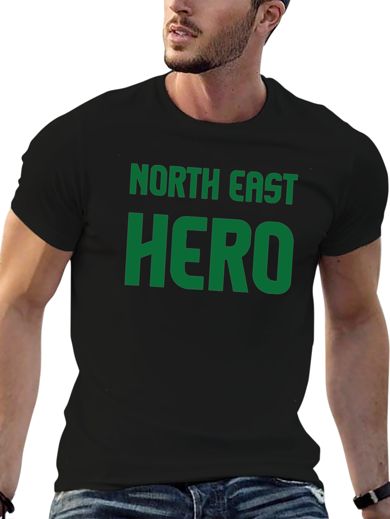 North East Hero Black Cotton T-Shirt
