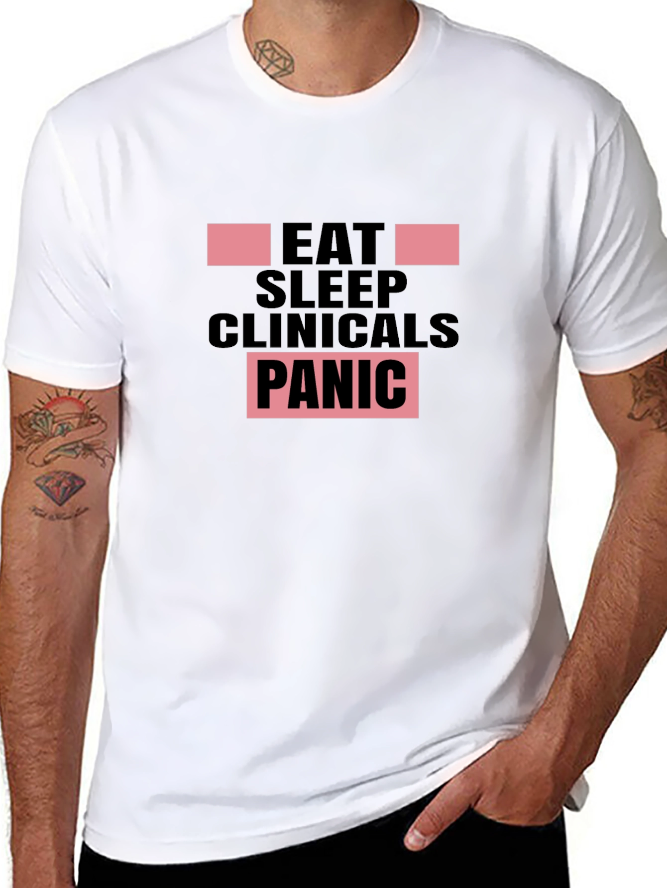 Eat Sleep Clinicals Panic Black T-Shirt