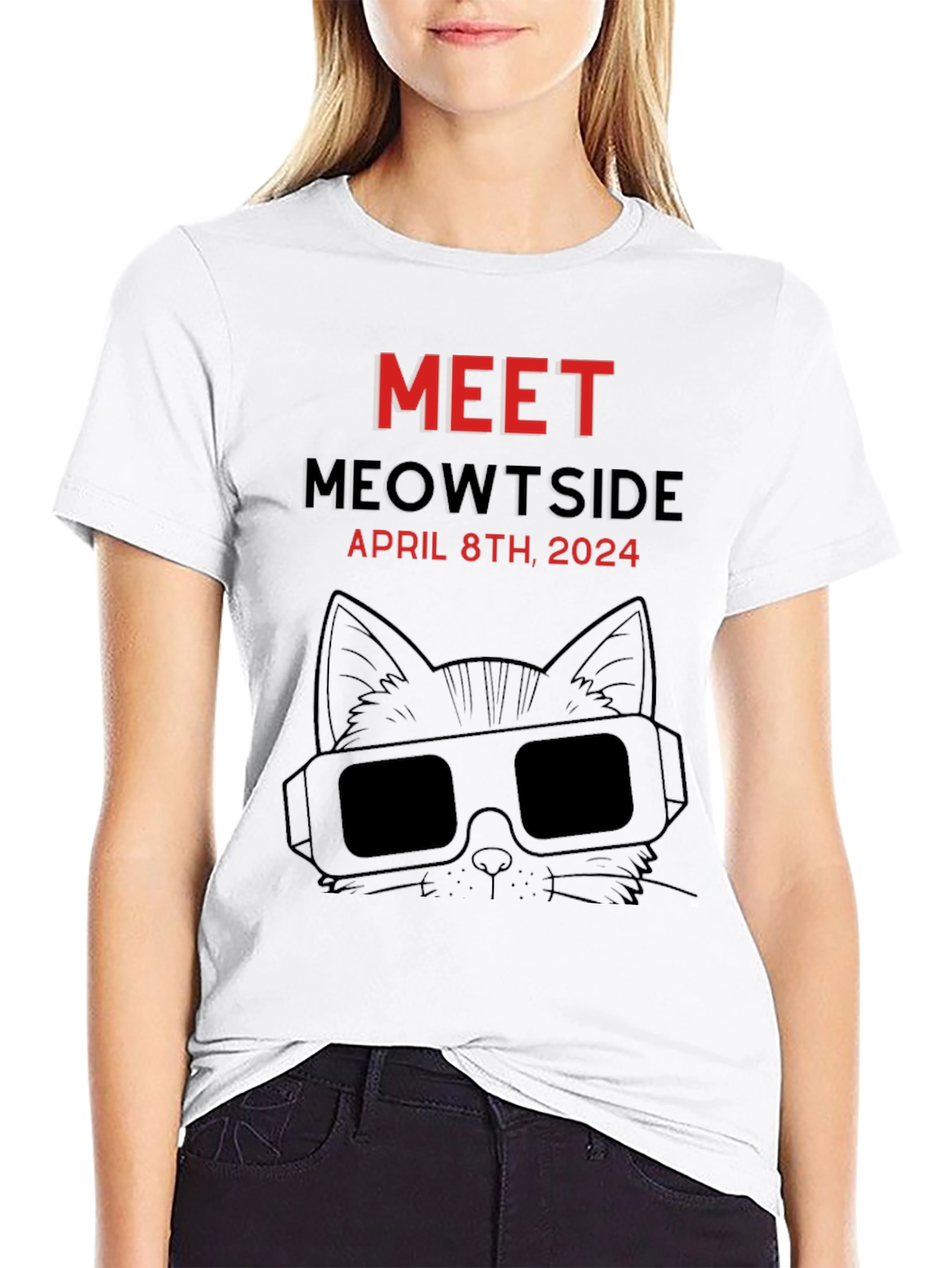 Meet Meowtside Cat T-Shirt April 8th 2024