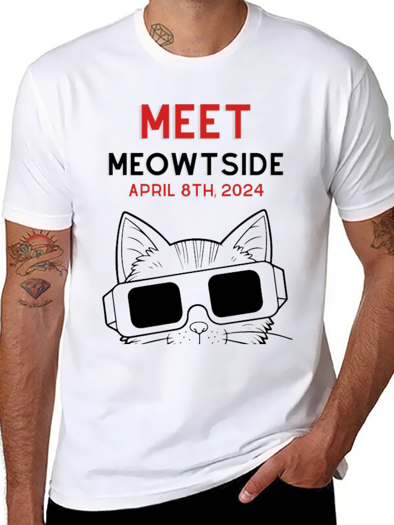Meet Meowtside Cat T-Shirt April 8th 2024