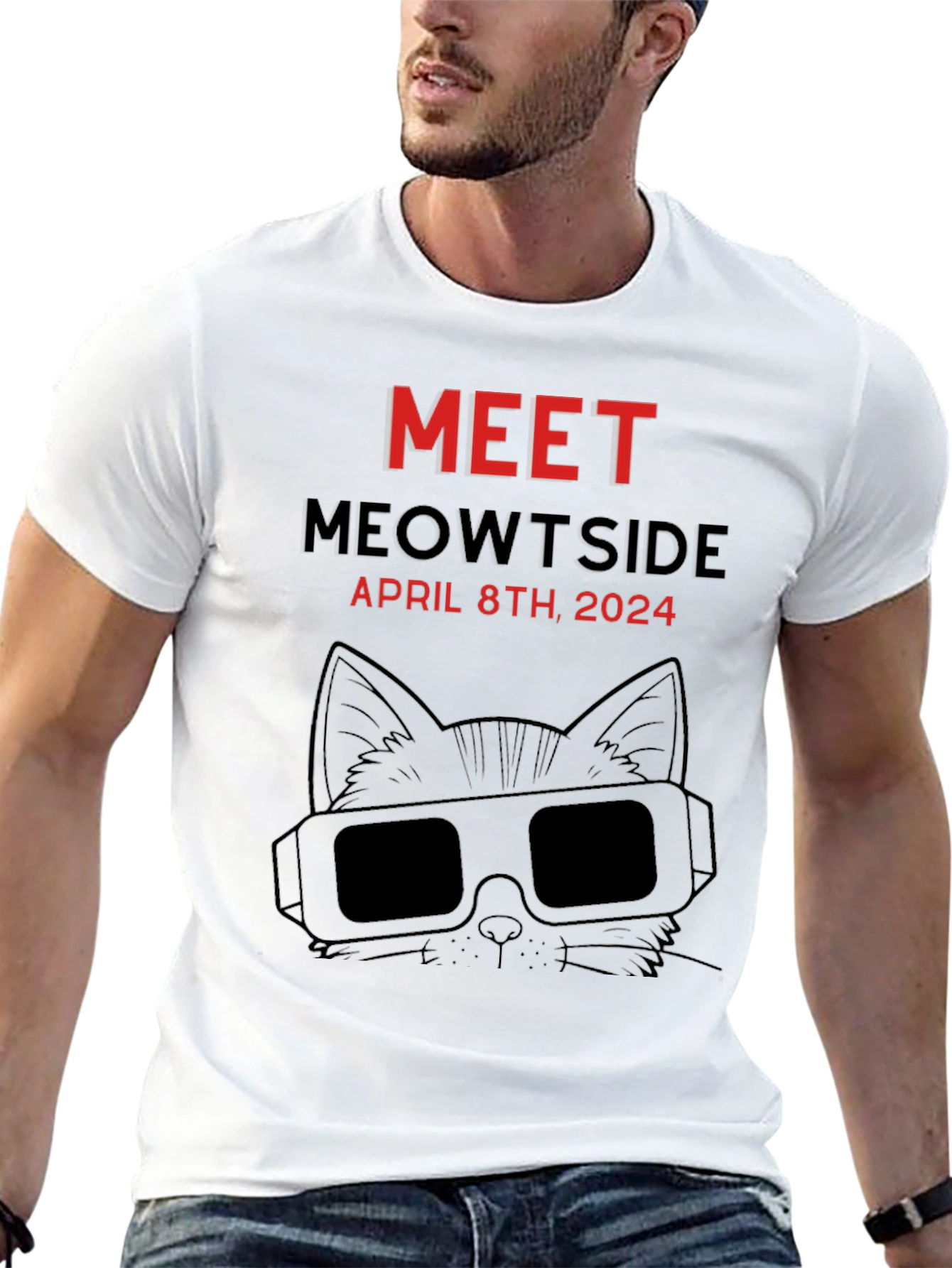 Meet Meowtside Cat T-Shirt April 8th 2024