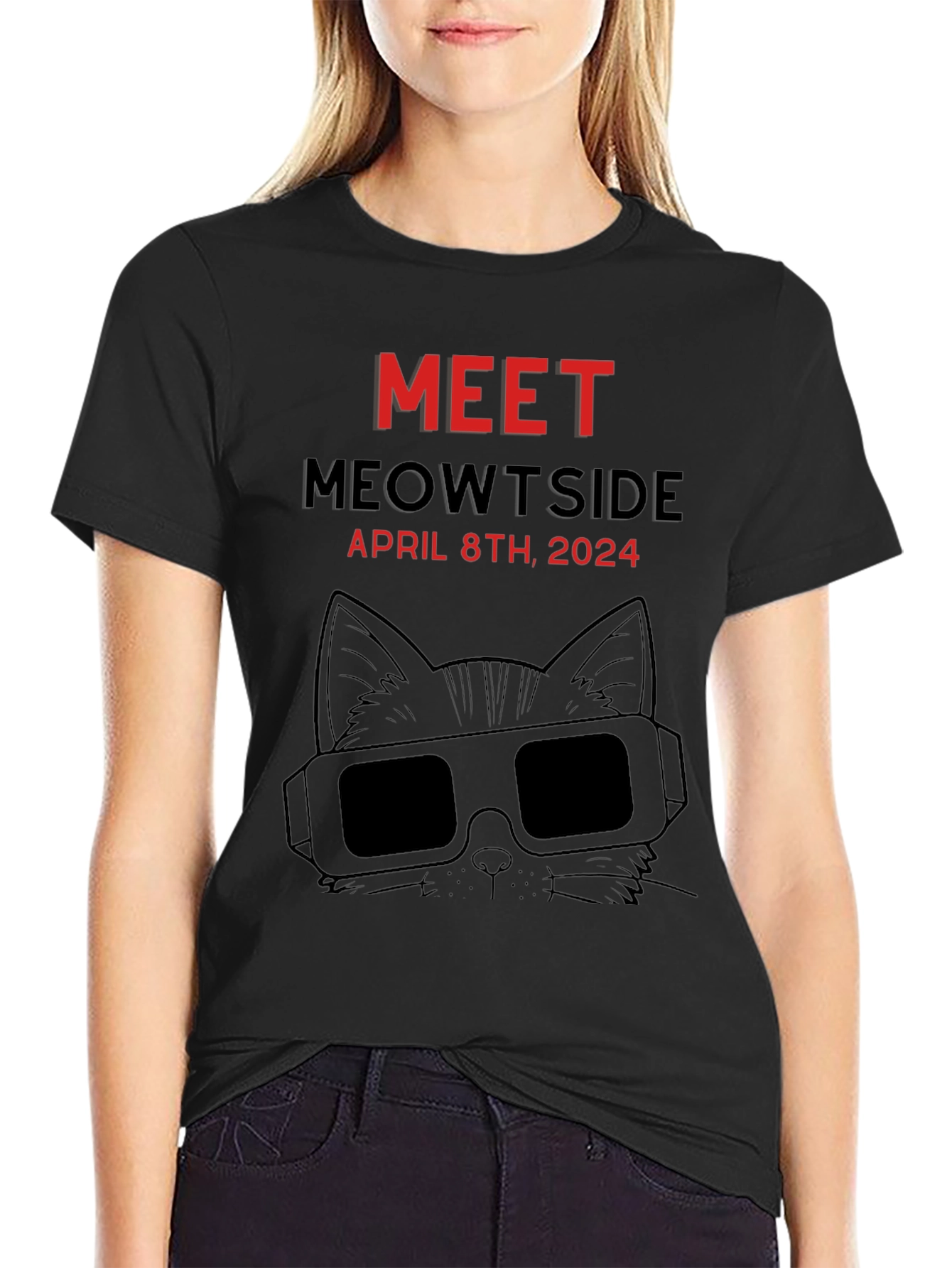 Meet Meowtside Cat T-Shirt April 8th 2024