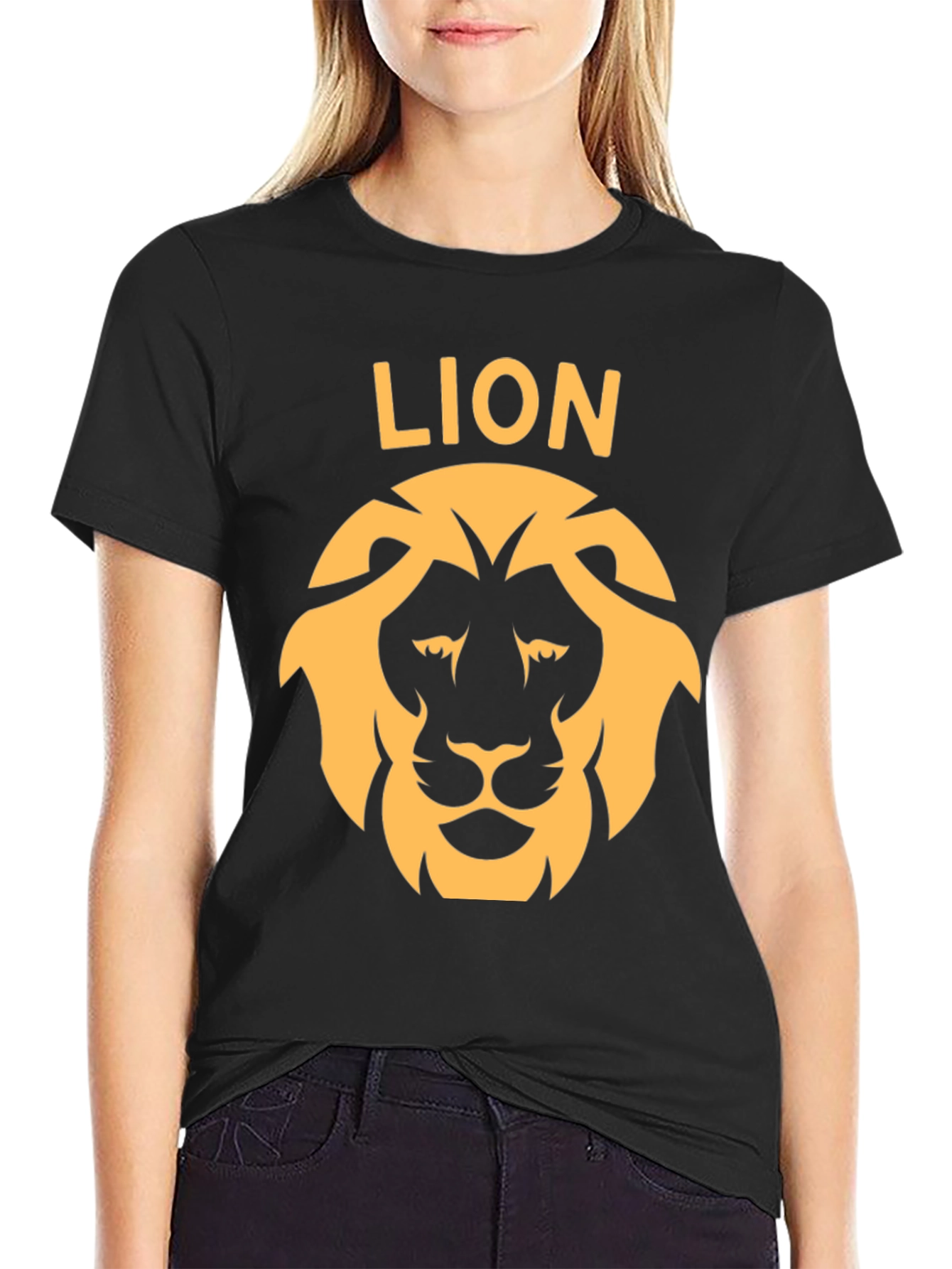 Lion Graphic Tee - Bold Design Black Cotton T-Shirt