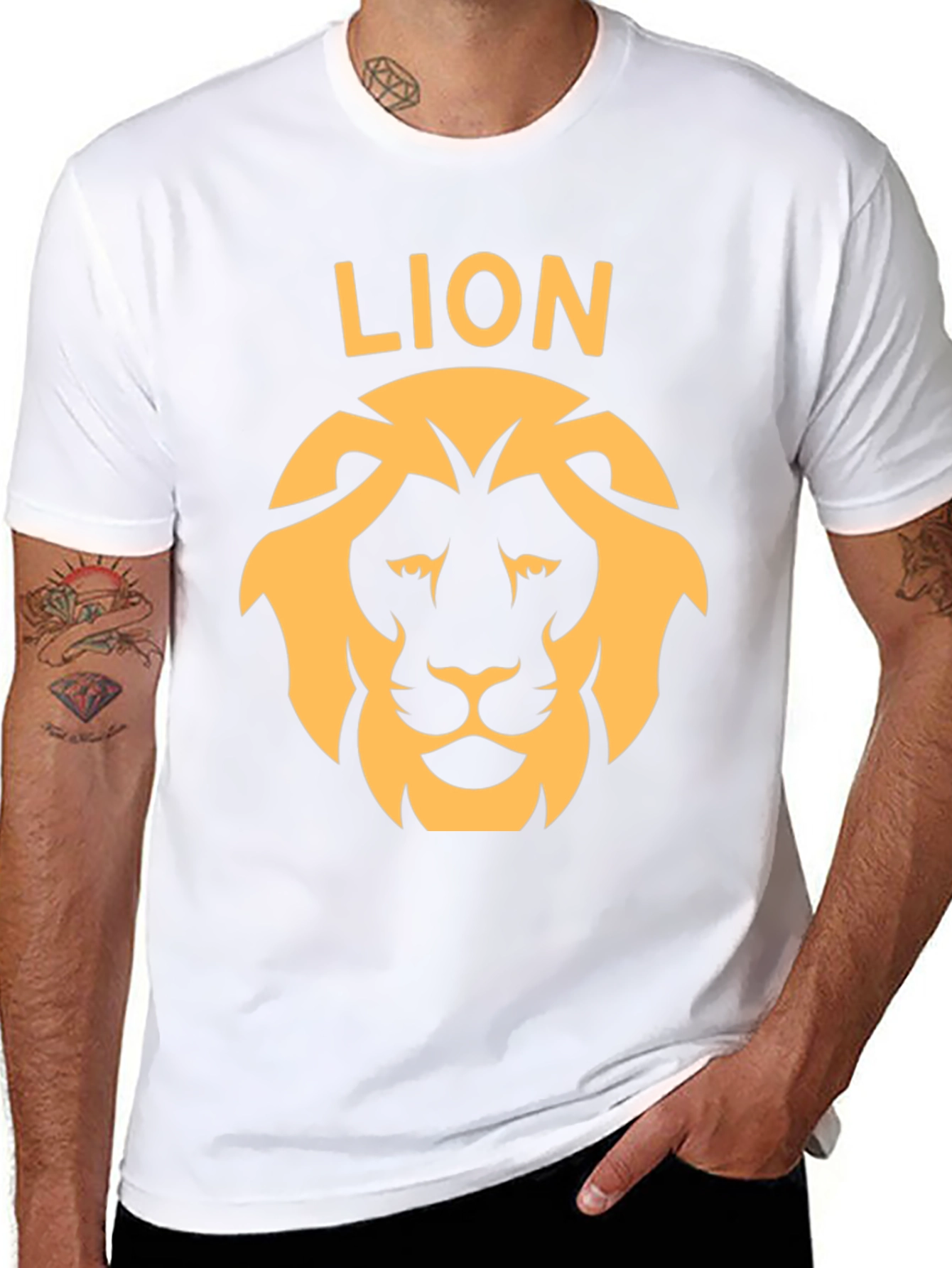 Lion Graphic Tee - Bold Design Black Cotton T-Shirt