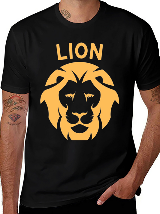 Lion Graphic Tee - Bold Design Black Cotton T-Shirt